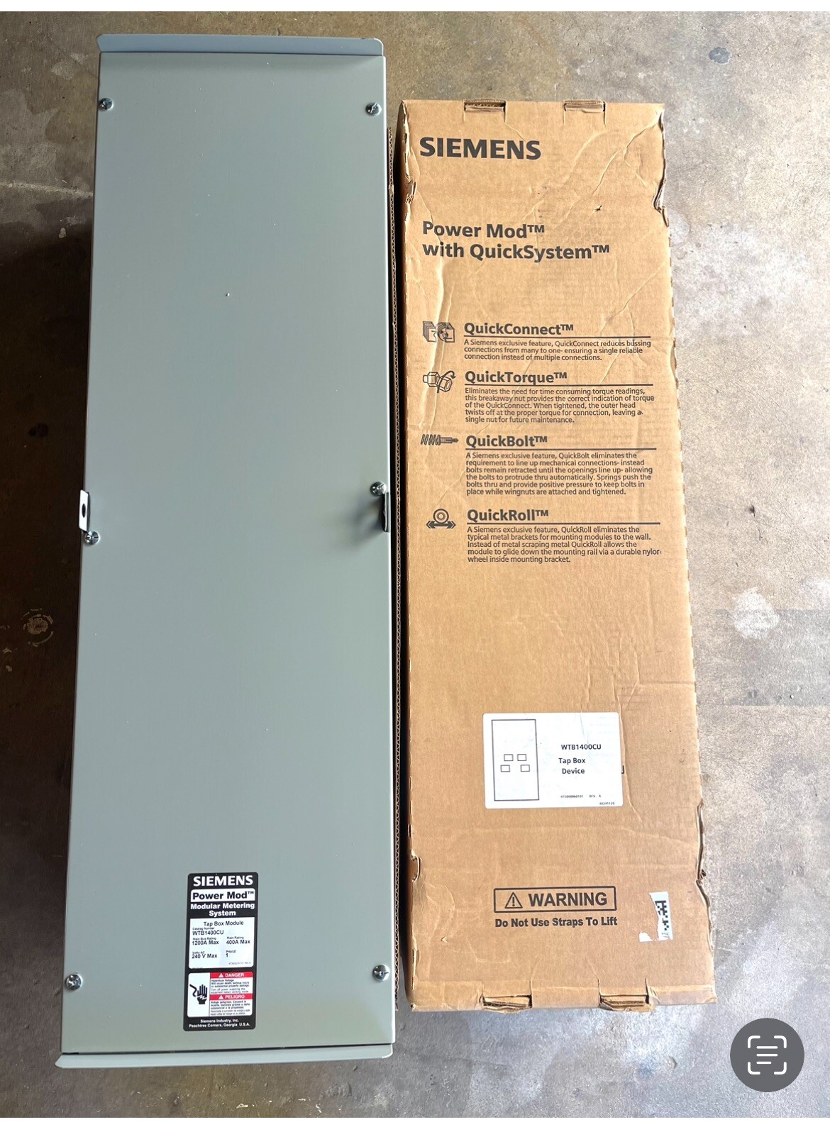 ⚡ Siemens 400A Single Phase Tap Box WTB1400CU Power Mod 120/240V