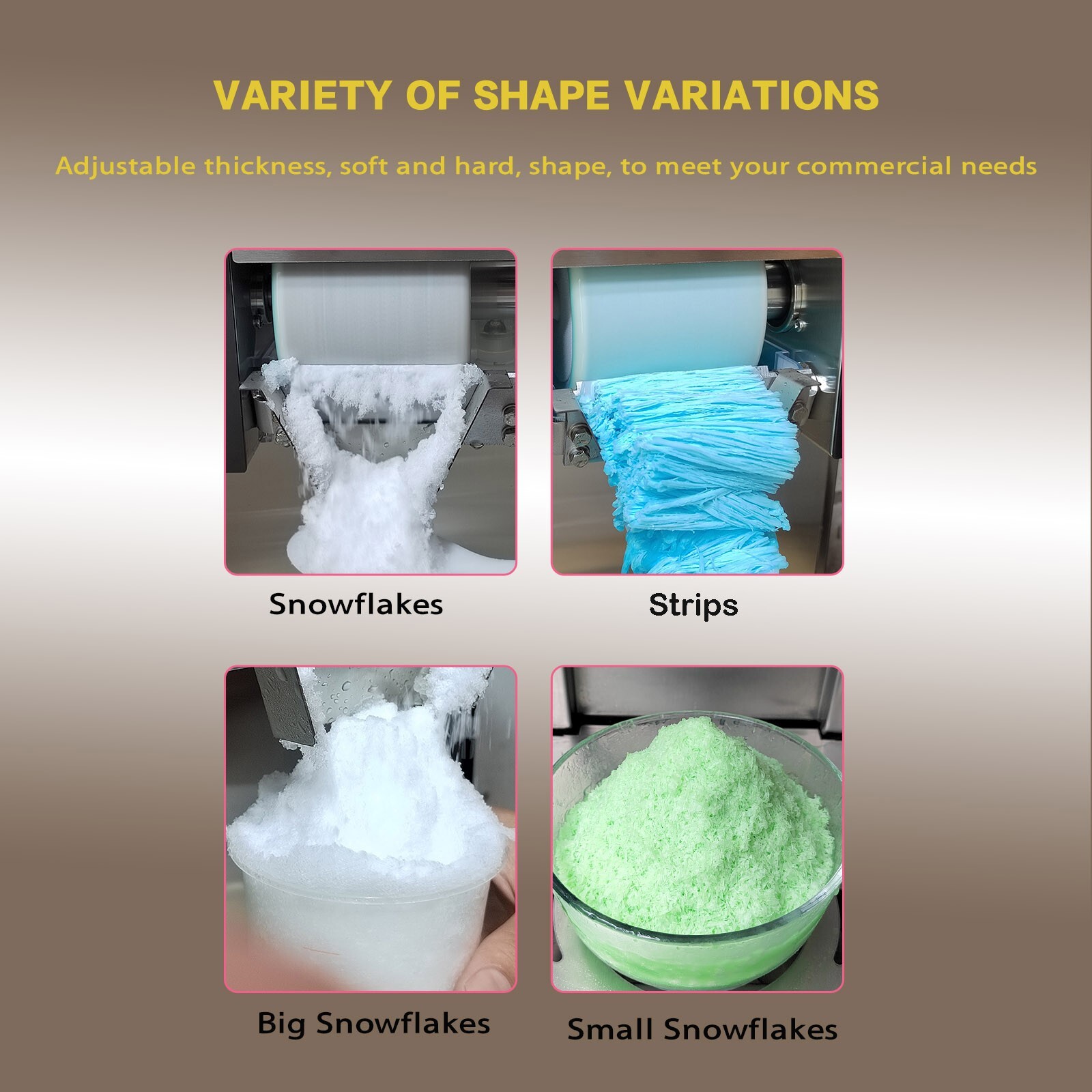 USA Automatic Snowflake Ice Machine Shaved Ice 275lbs/Day with Rotatable Base