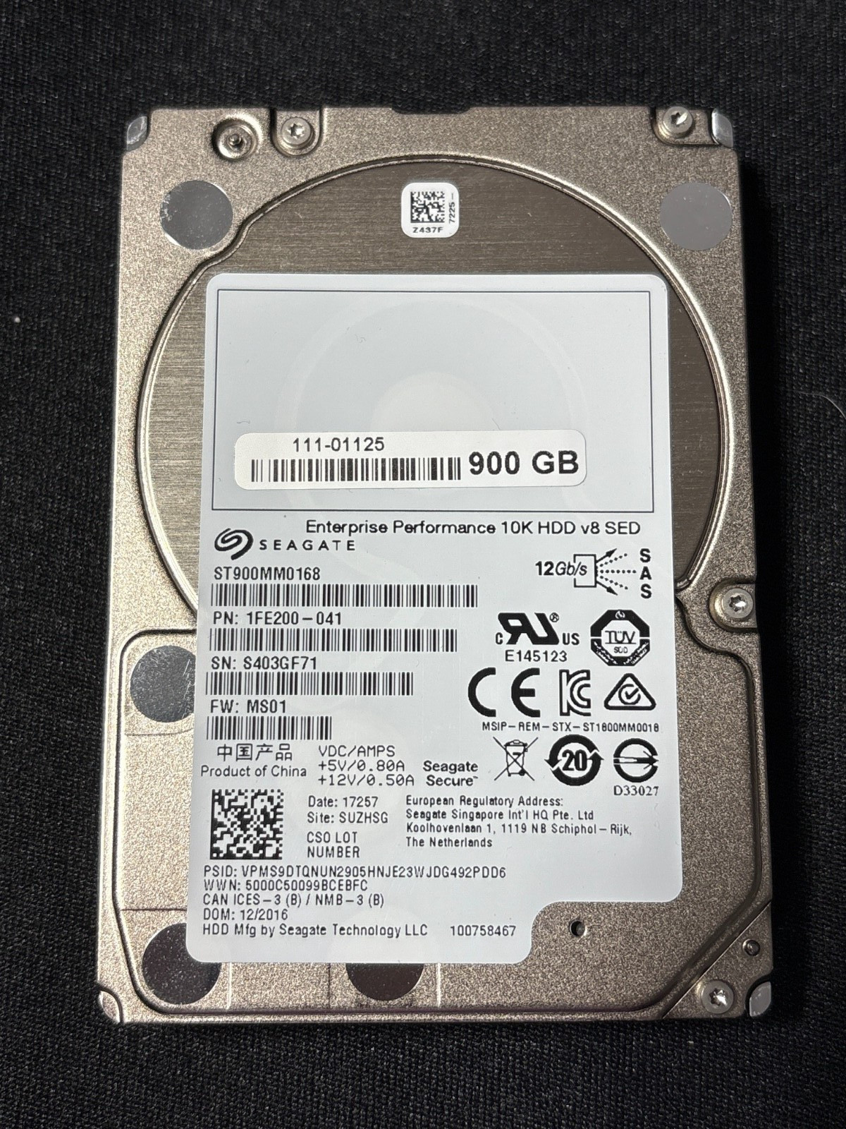 ST900MM0168  900GB SAS DISK DRIVE - 6Gbps - DA - PN: 1FE200-041