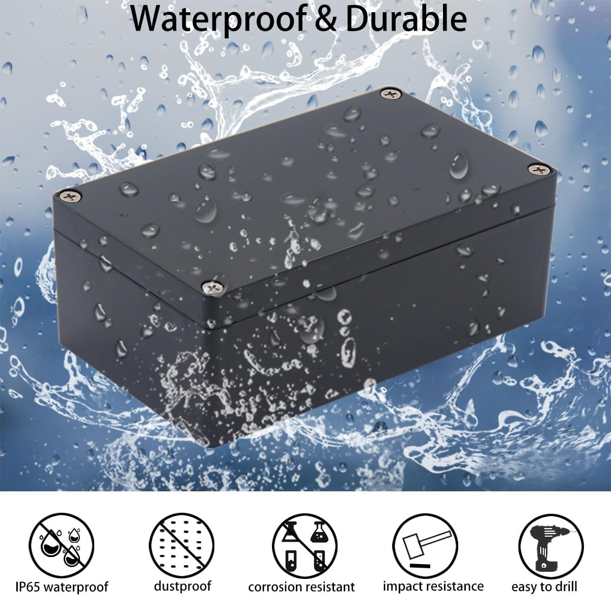 Project Box IP65 Waterproof Junction Box ABS Plastic Black Electrical Boxes DIY