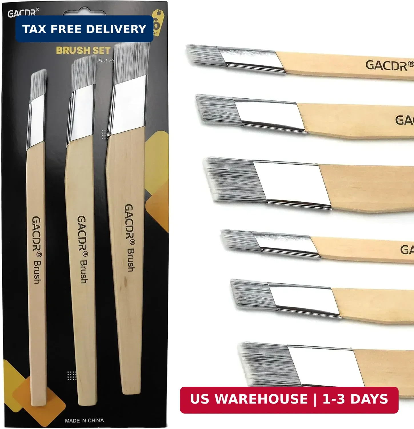 GACDR Slant Lining Fitch Paint Brushes,Pack Of 6 Cutting In Paint Brush Angled f