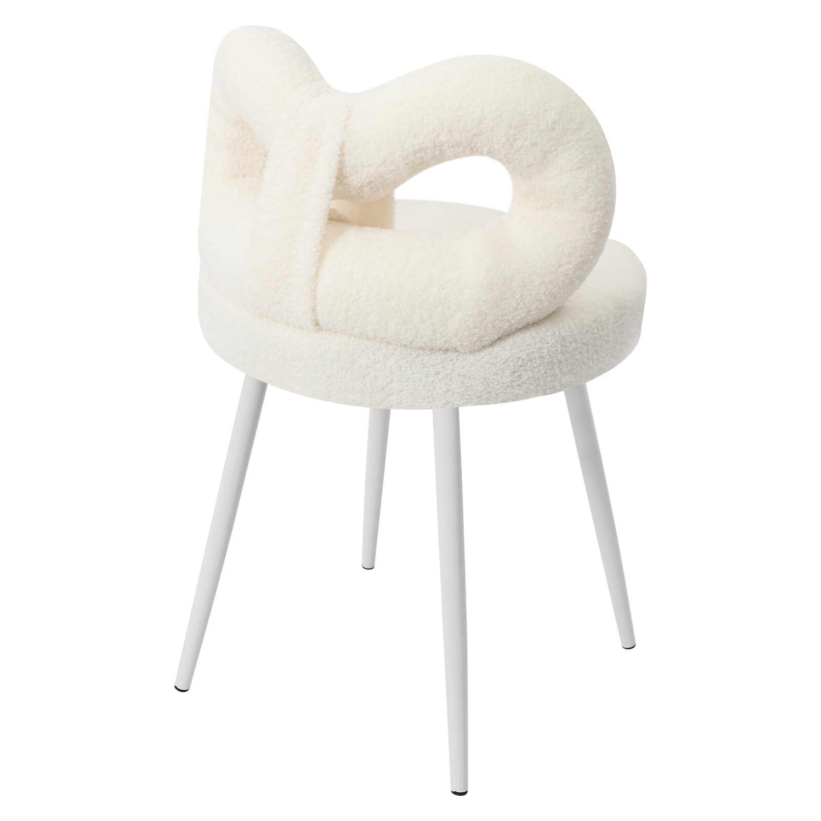 White Cute Bow Backrest Chair Ergonomic Design Bedroom Chair Fit Bedroom / Study