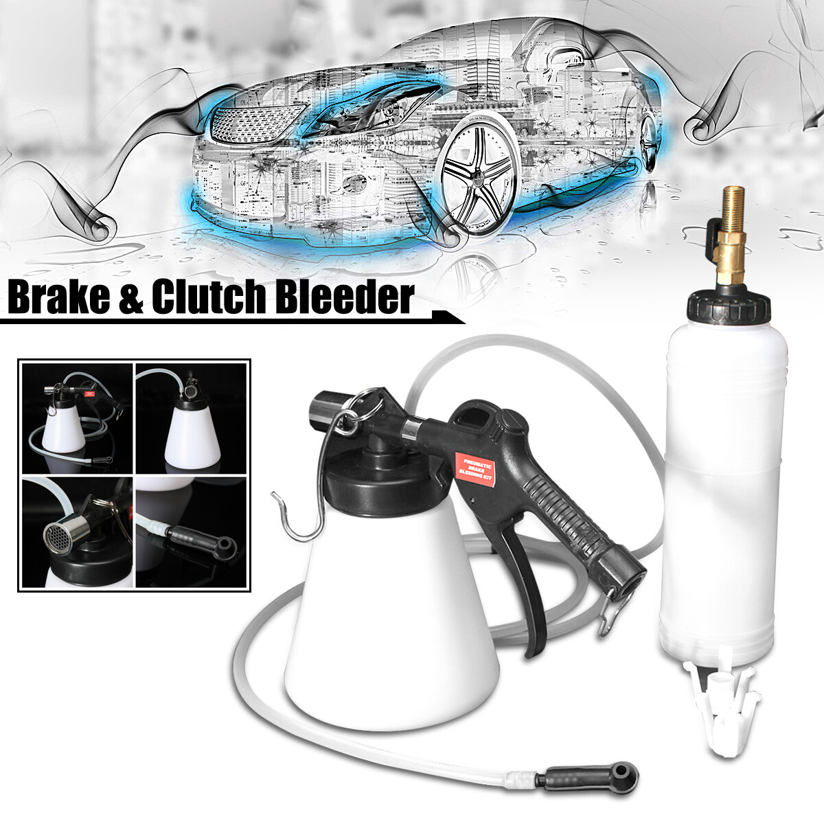 0.75L Pneumatic Brake Fluid Bleeder Car Air Extractor Pump Oil Bleeding Tool Kit