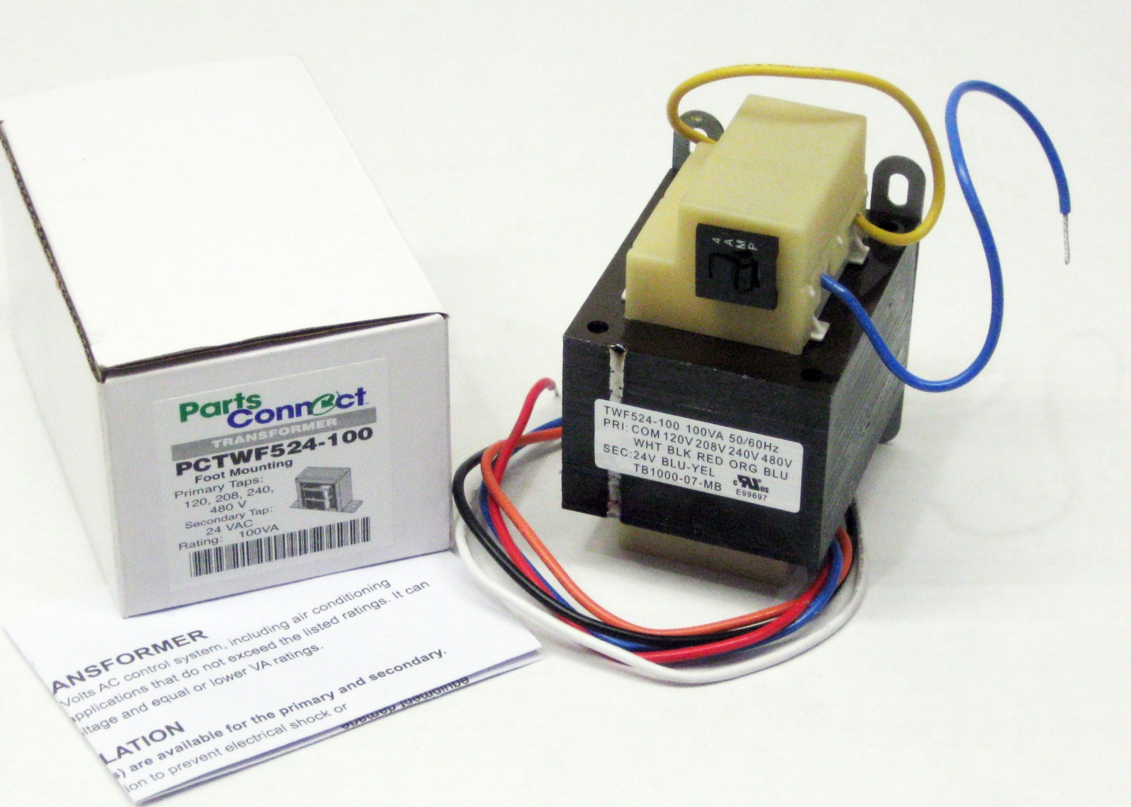 100VA Transformer Primary 120V 208V 240V 480V Volt 24V Secondary HVAC Furnace