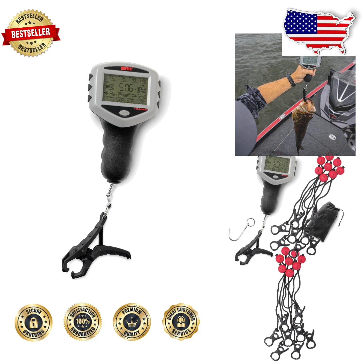 Pro Touchscreen Fishing Scale 15lb Tournament Culling System Backlit Memory