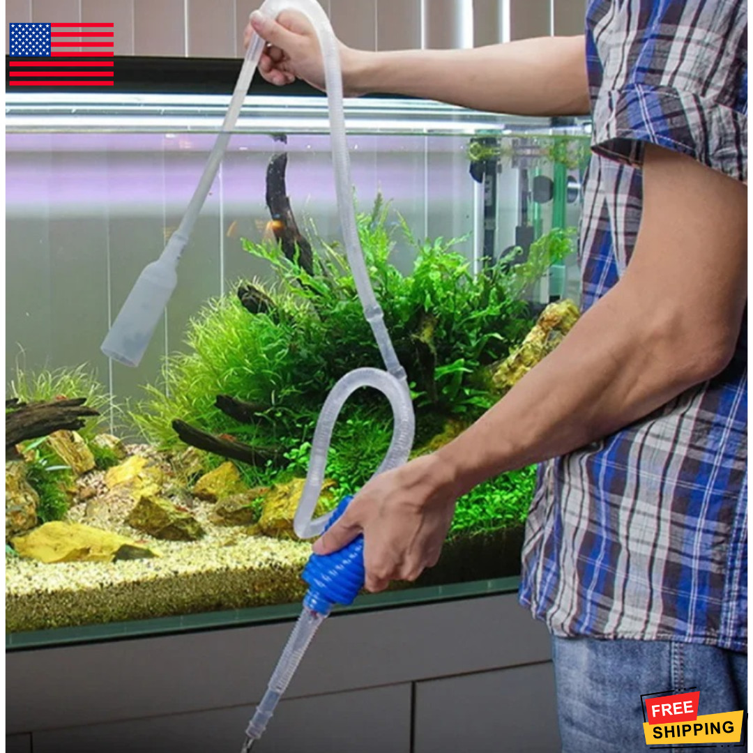 Aquarium Tank Vacuum Siphon Gravel Cleaner Pump Water Change Safe for Fish**