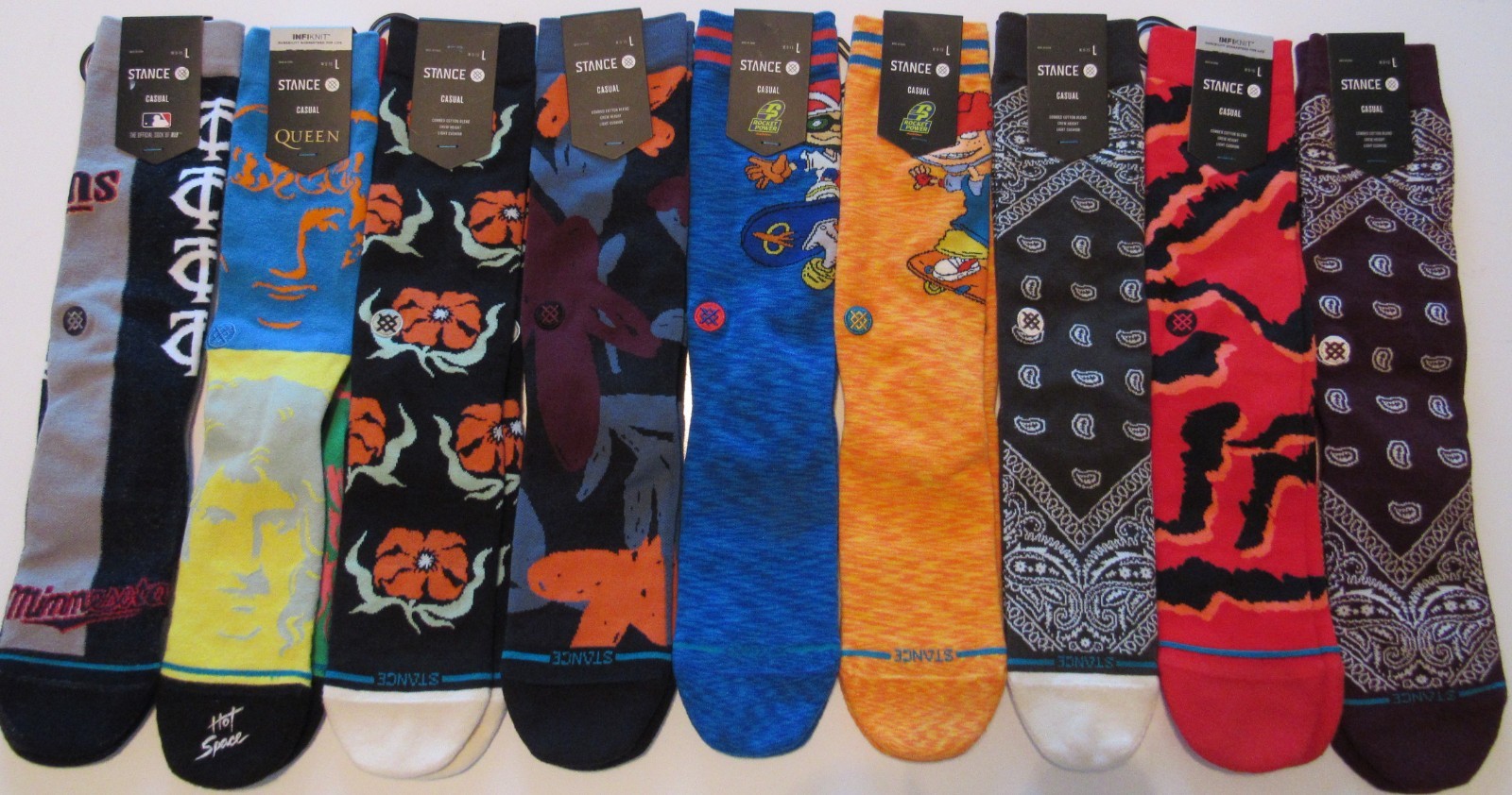 Stance Mens Casual Combed Cotton Blend Light Cushion Crew Socks Large 9-12 Nwt