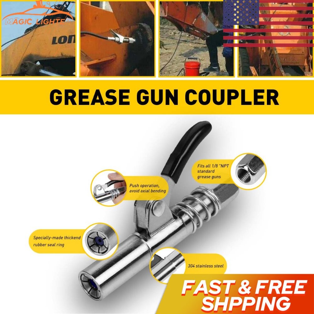 Grease Gun Coupler Heavy-Duty Quick Release Oil Lock Nozzle 1/8" NPT 10000PSI