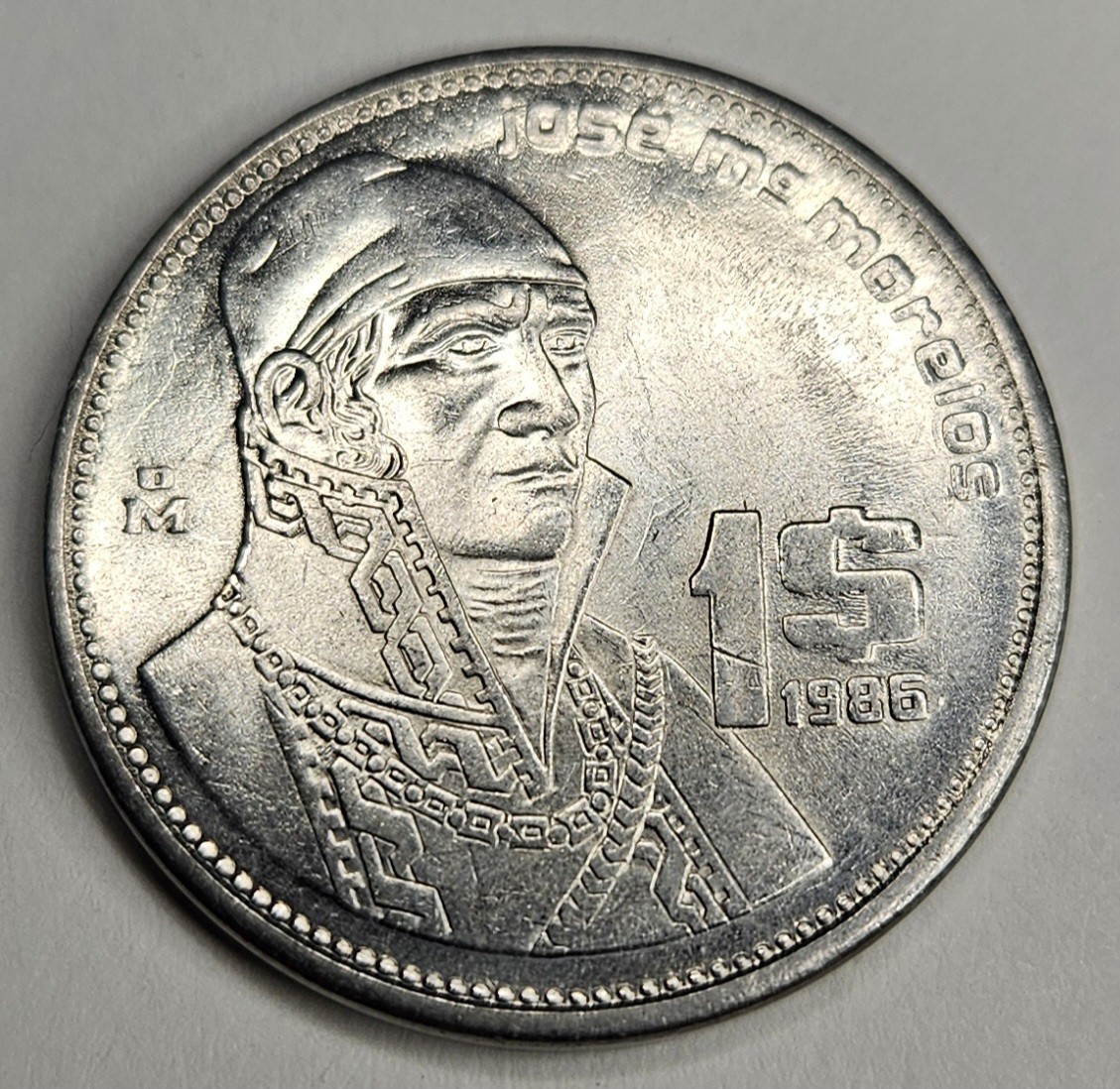 1986 Mexico 1 One Peso - Mexican Coin - Stainless Steel - World Coin - L3