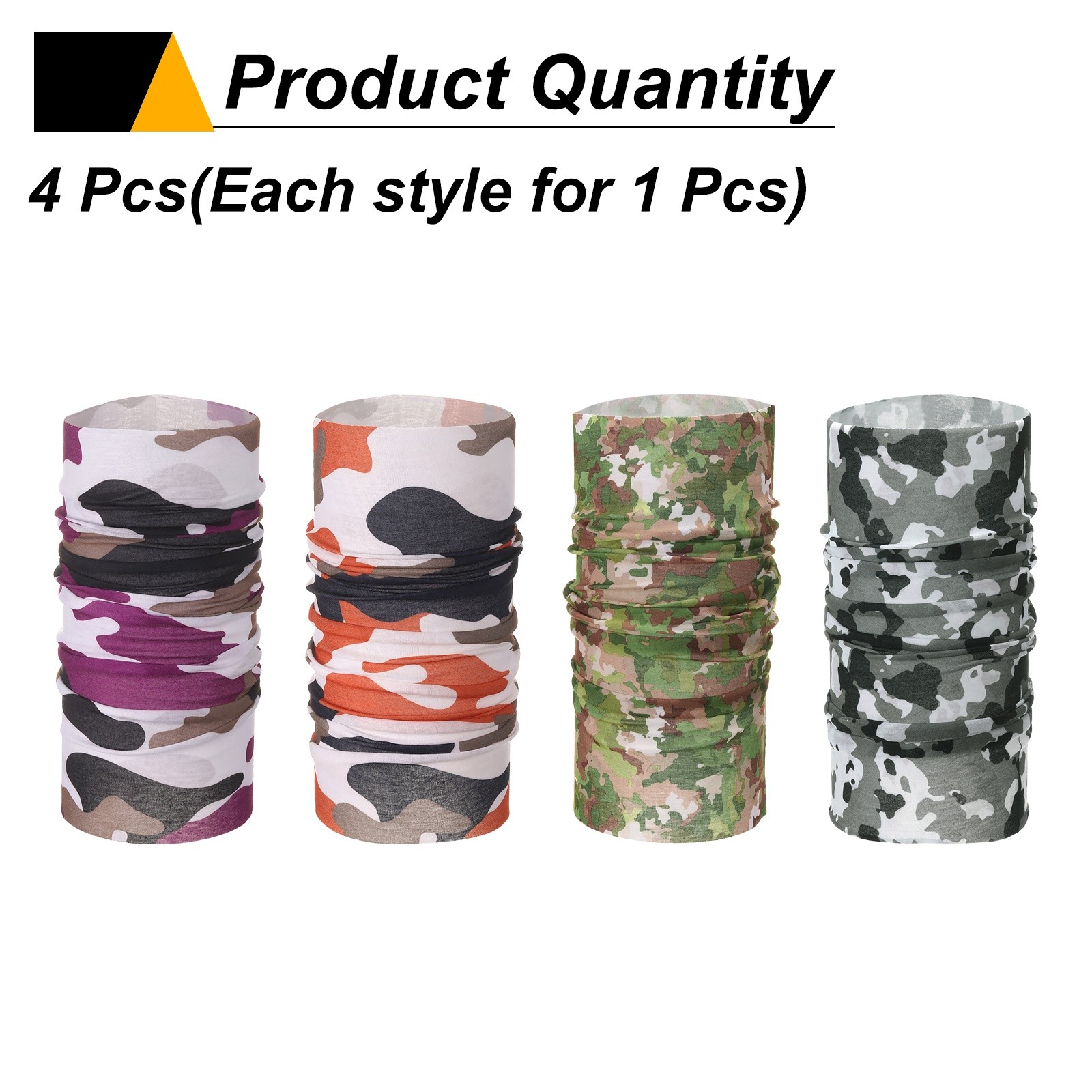 4pcs Cooling Neck Gaiter Sun Protection Face Mask Breathable Head Wrap, Camo K