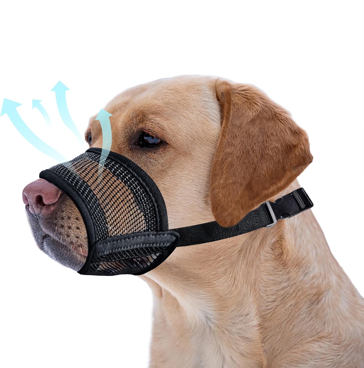 Large Dog Air Mesh Muzzle Adjustable No Bark Anti-Bite
