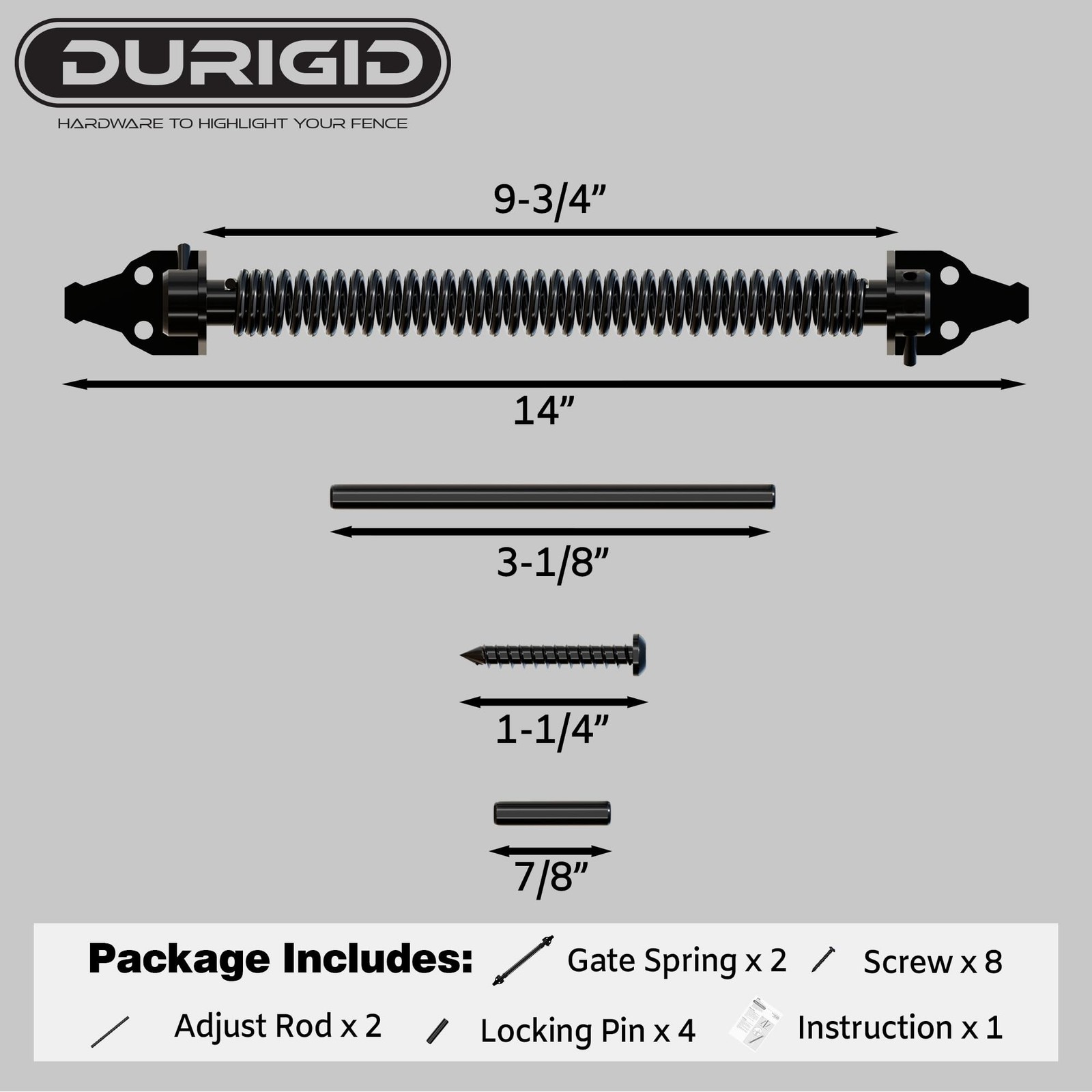 14" Gate Springs Self Closing Outdoor, Gate Spring Self Closing Adjustable Te...
