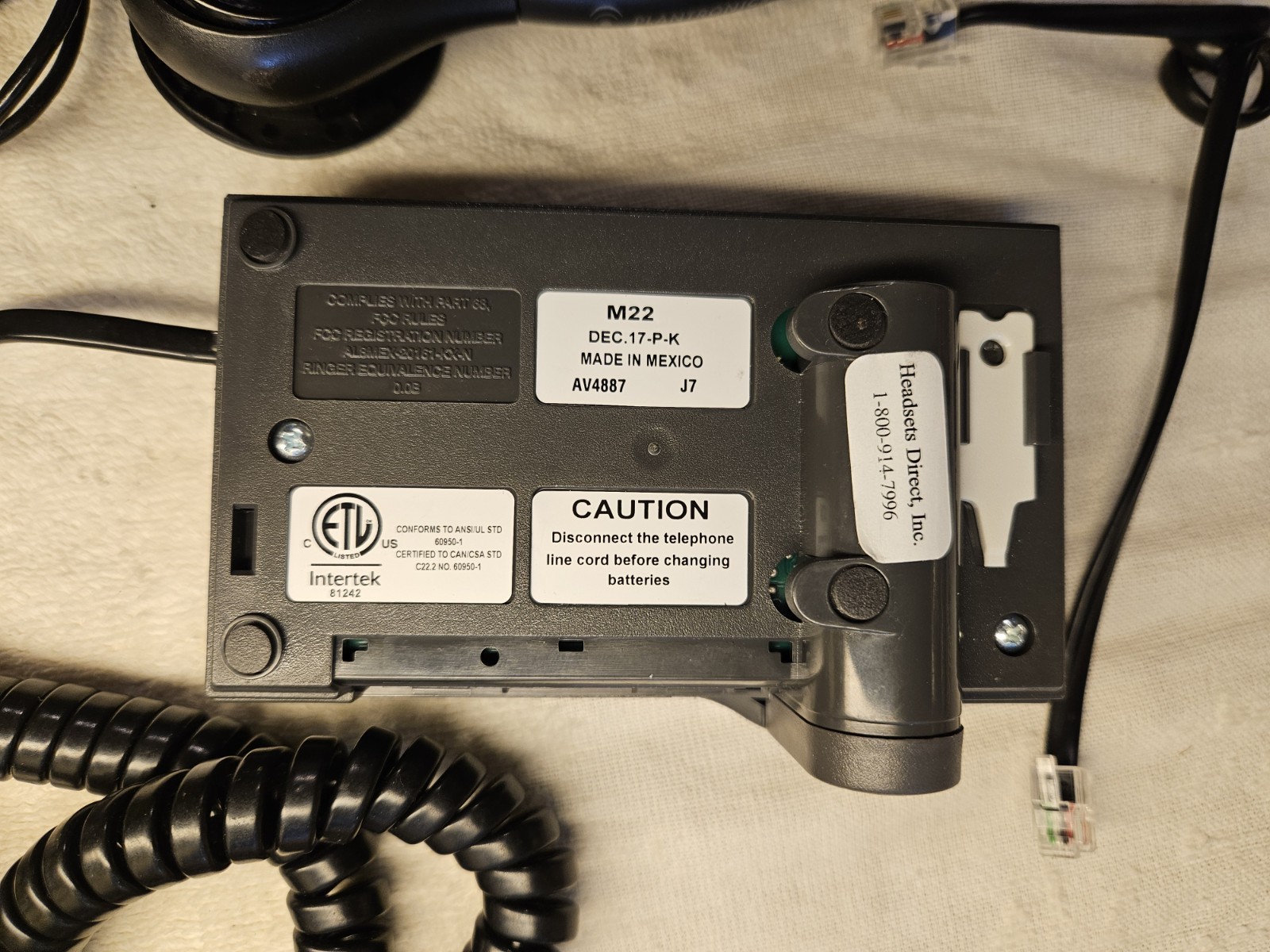 Plantronics Vista M22 Headset Amplifier Processor & HW251N Headset- Tested