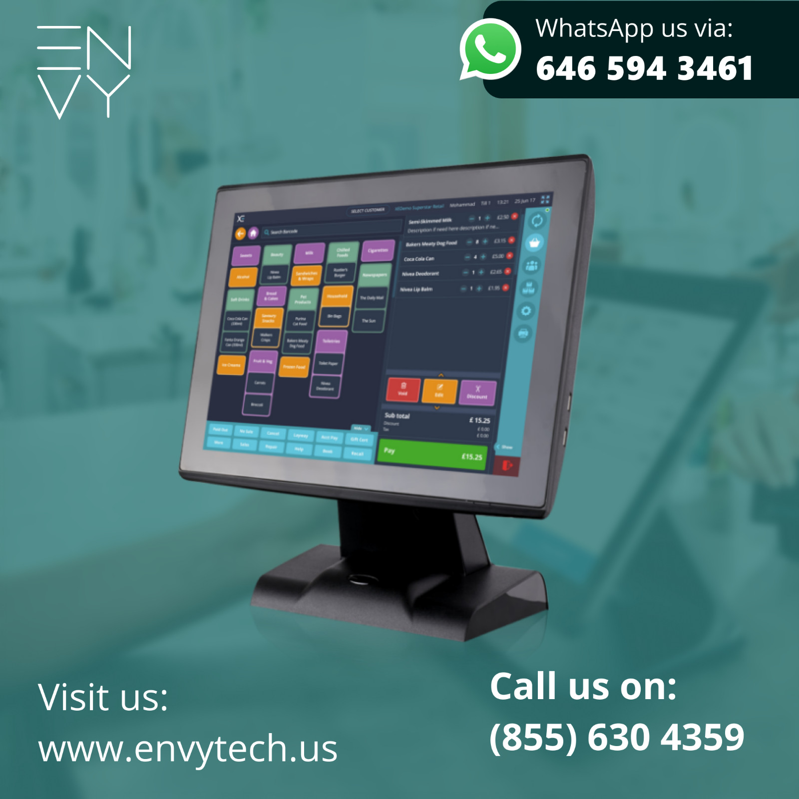 15" Touchscreen POS Cash Register Till System For Car Washes