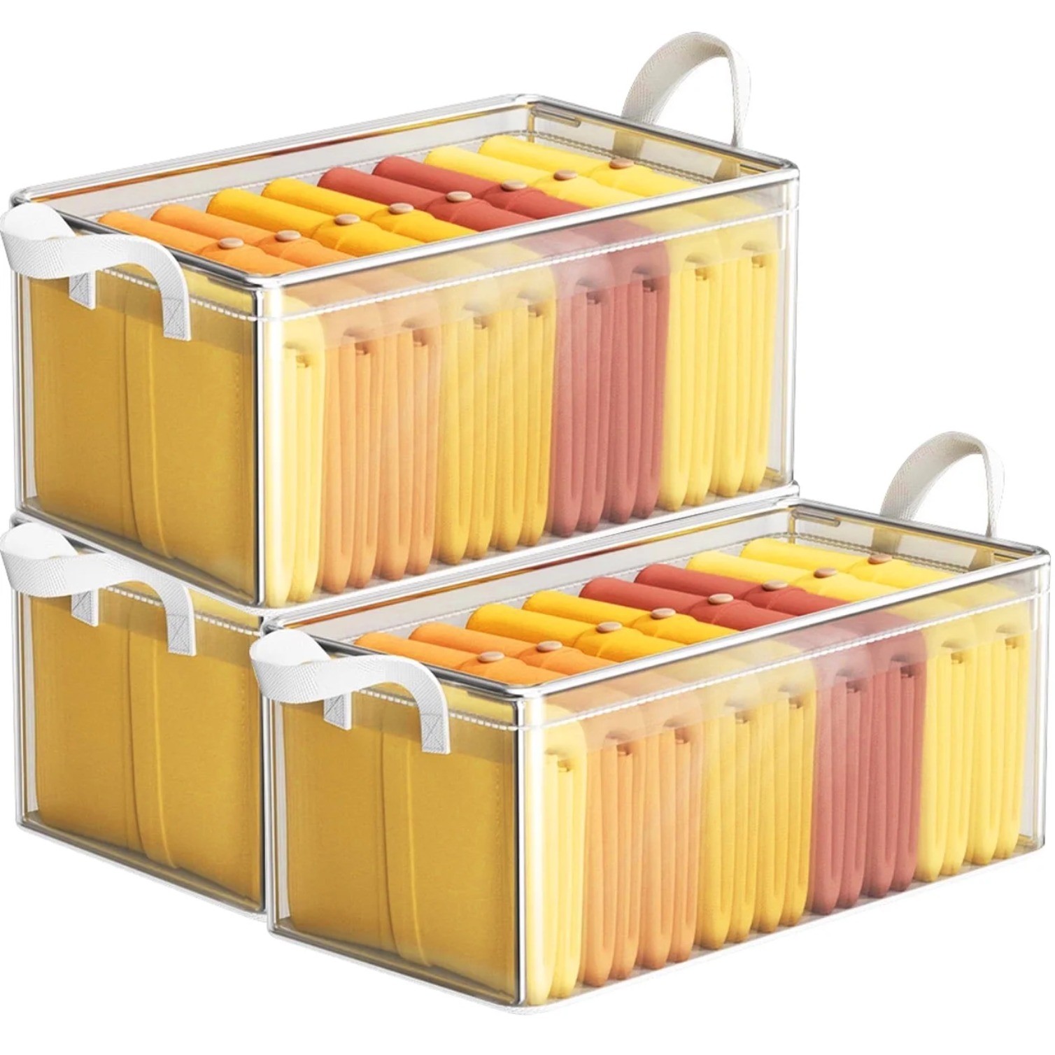 42L Clear Plastic Storage Boxes, Set of 3 (Transparently, 42L)