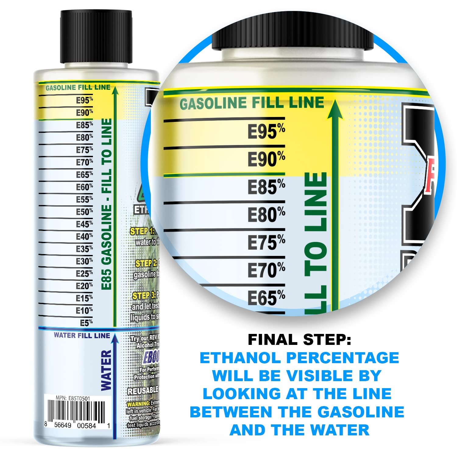 REV-X E85 Testing Kit - Corn Field Edition - Reusable Ethanol Gasoline Test...