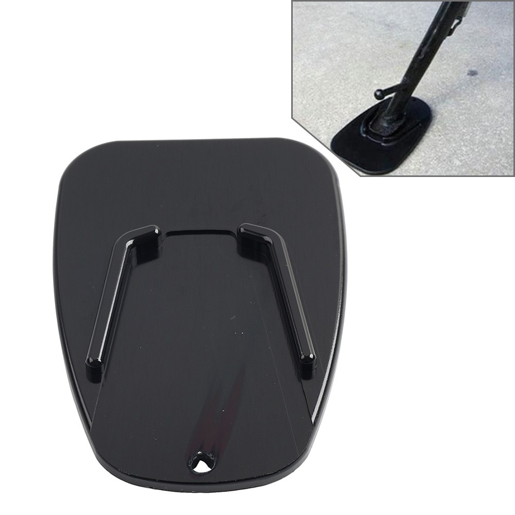 Black Universal Aluminum Alloy Motorcycle Enlarge Side Stand Kickstand Pad Plate