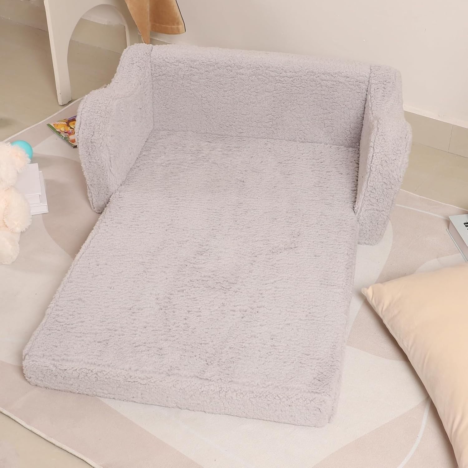 Kids Sofa, 2-in-1 Flip-Out Foam Couch, Soft Play Lounge Chair for Toddlers an...