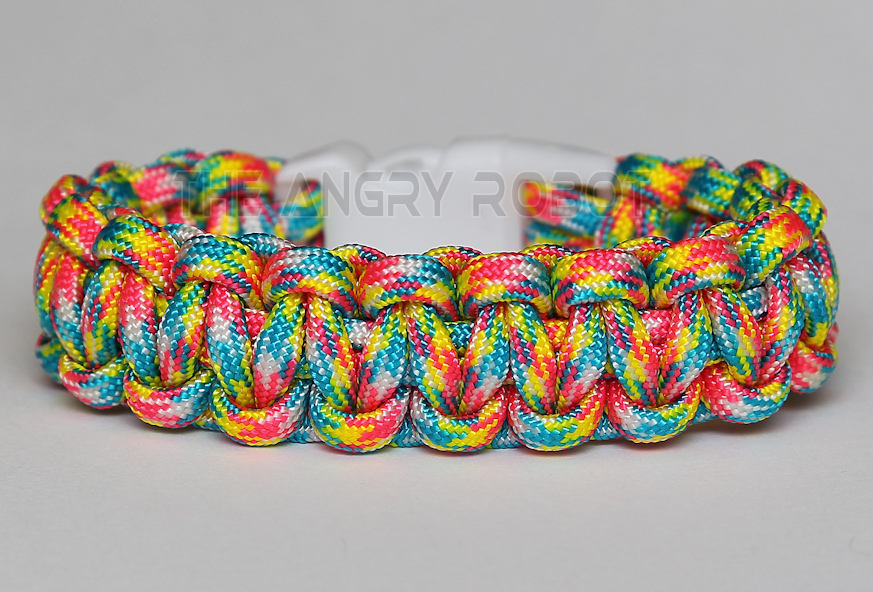 550 Paracord Survival Bracelet Slim - Birthday Cake - White Buckle