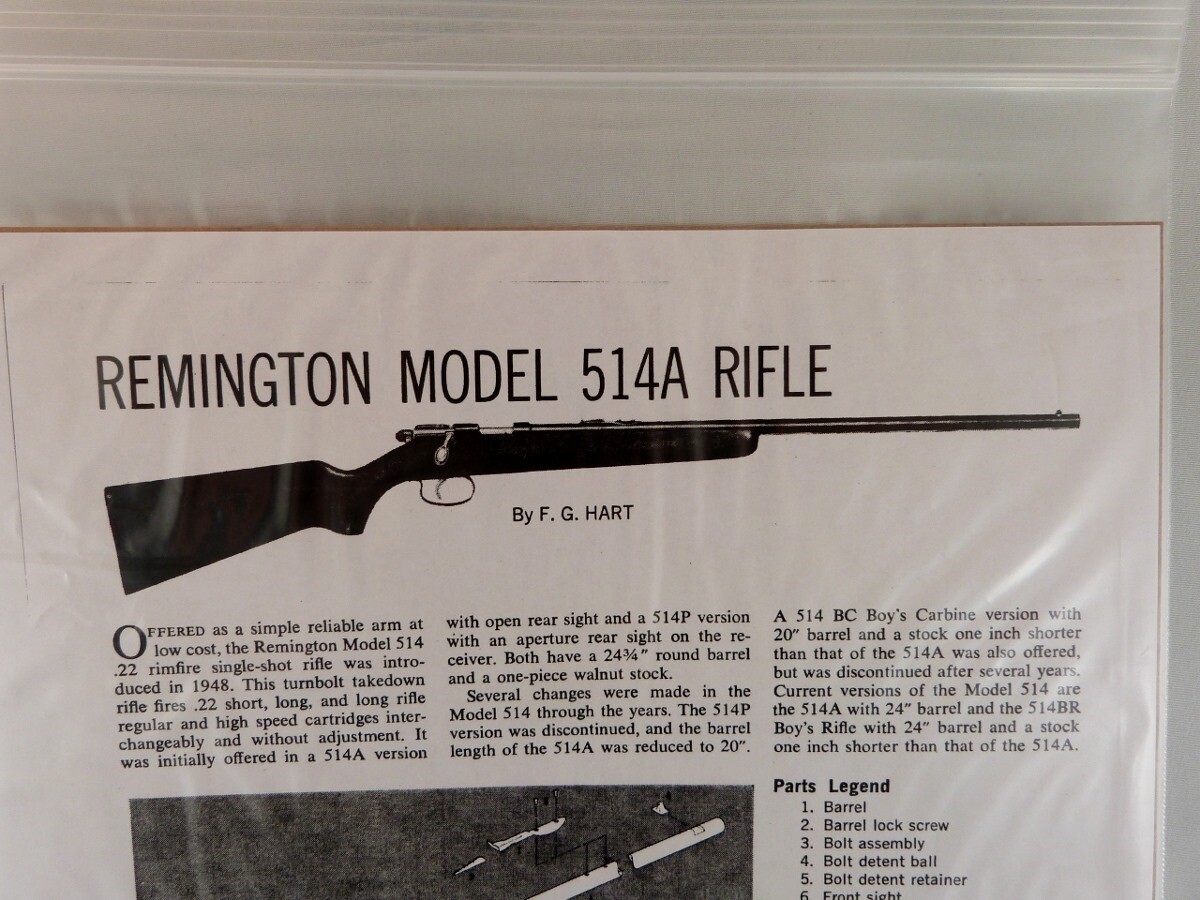 REMINGTON MODEL 540X RIFLE BREAK DOWN INSTRUCTION KIT