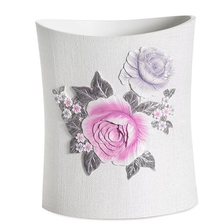Popular Bath Michelle Pink Rose Wastebasket - Resin