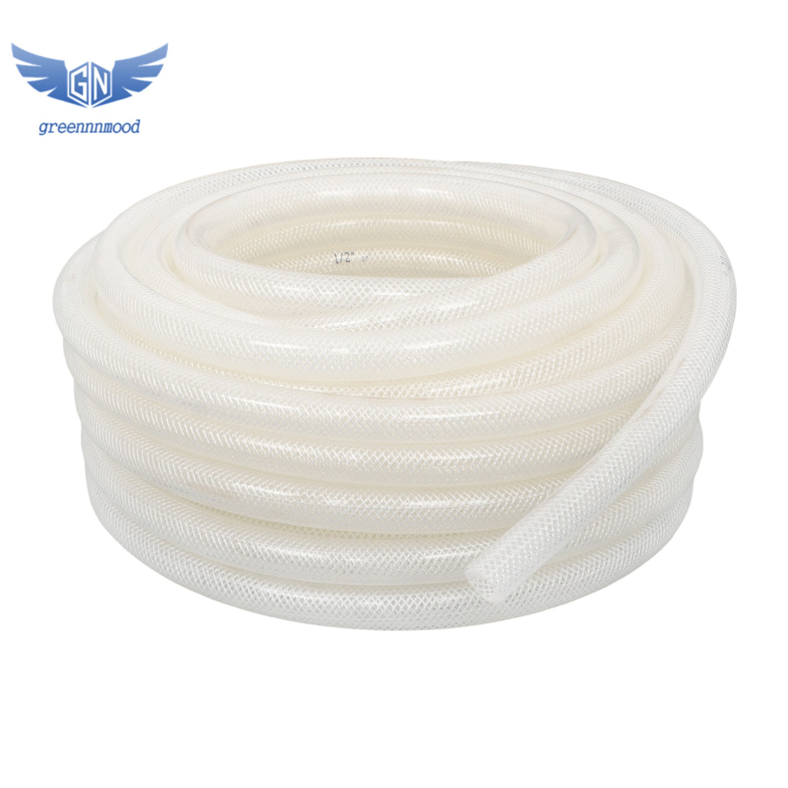 1/2" ID × 3/4" OD - 50 Ft High Pressure Braided Clear PVC Vinyl Tubing 15Bar