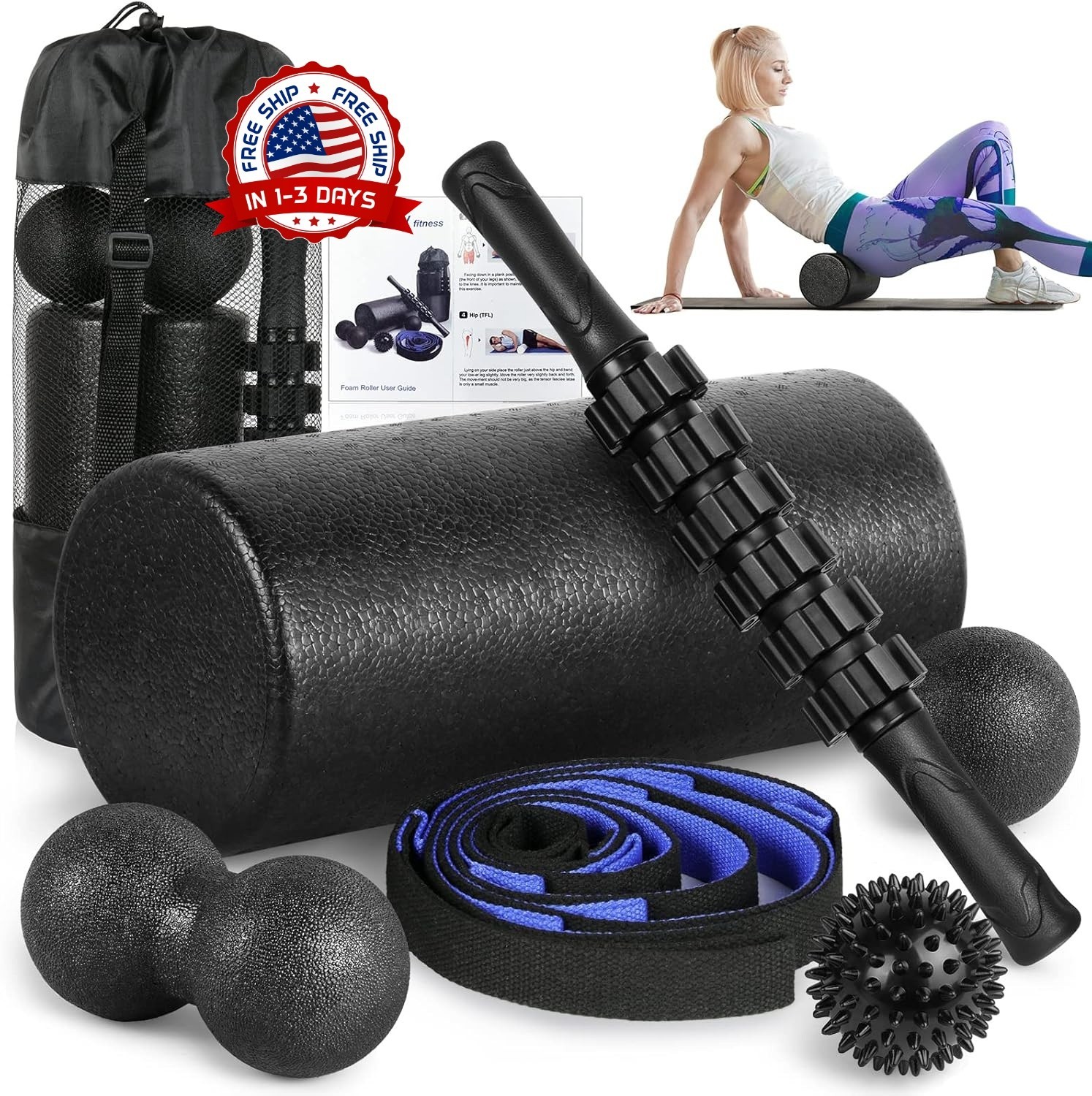 Juego de rodillos de espuma para fisioterapia y ejercicio de cuerpo completo NEW