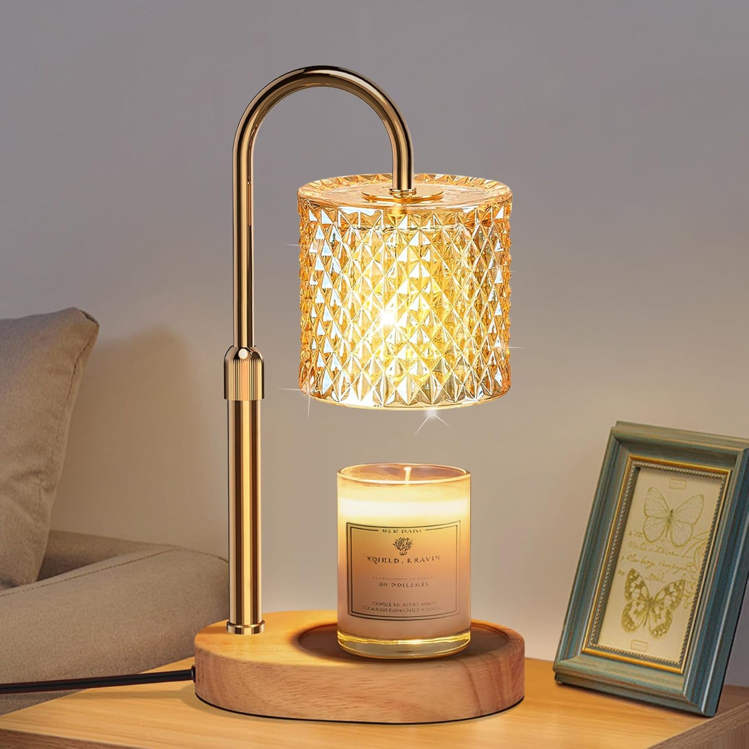 Candle Warmer Lamp with Timer Dimmer Adjustable Height for New Home Decor, Birth