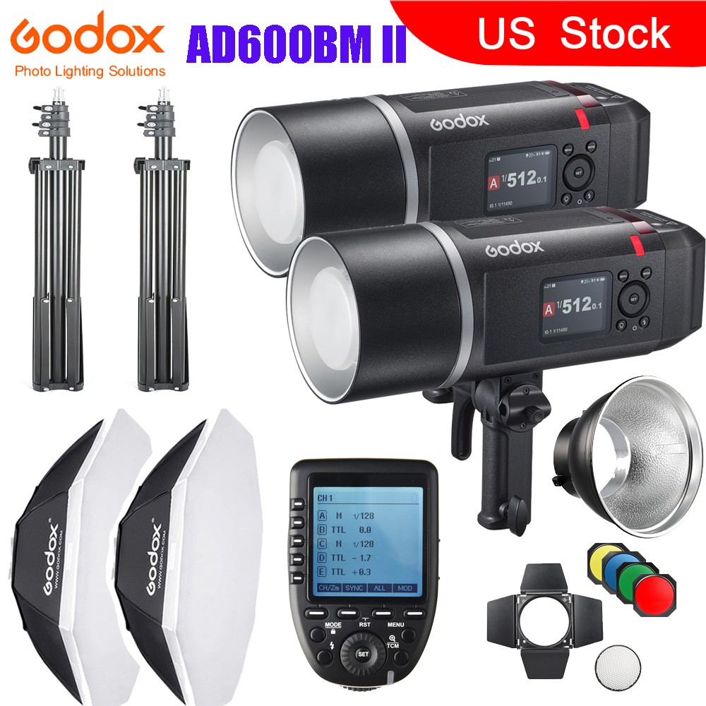 2X Godox AD600BMII Outdoor Flash+Xpro Trigger+95cm Softbox+AD-R6 BD-04 Barndoor