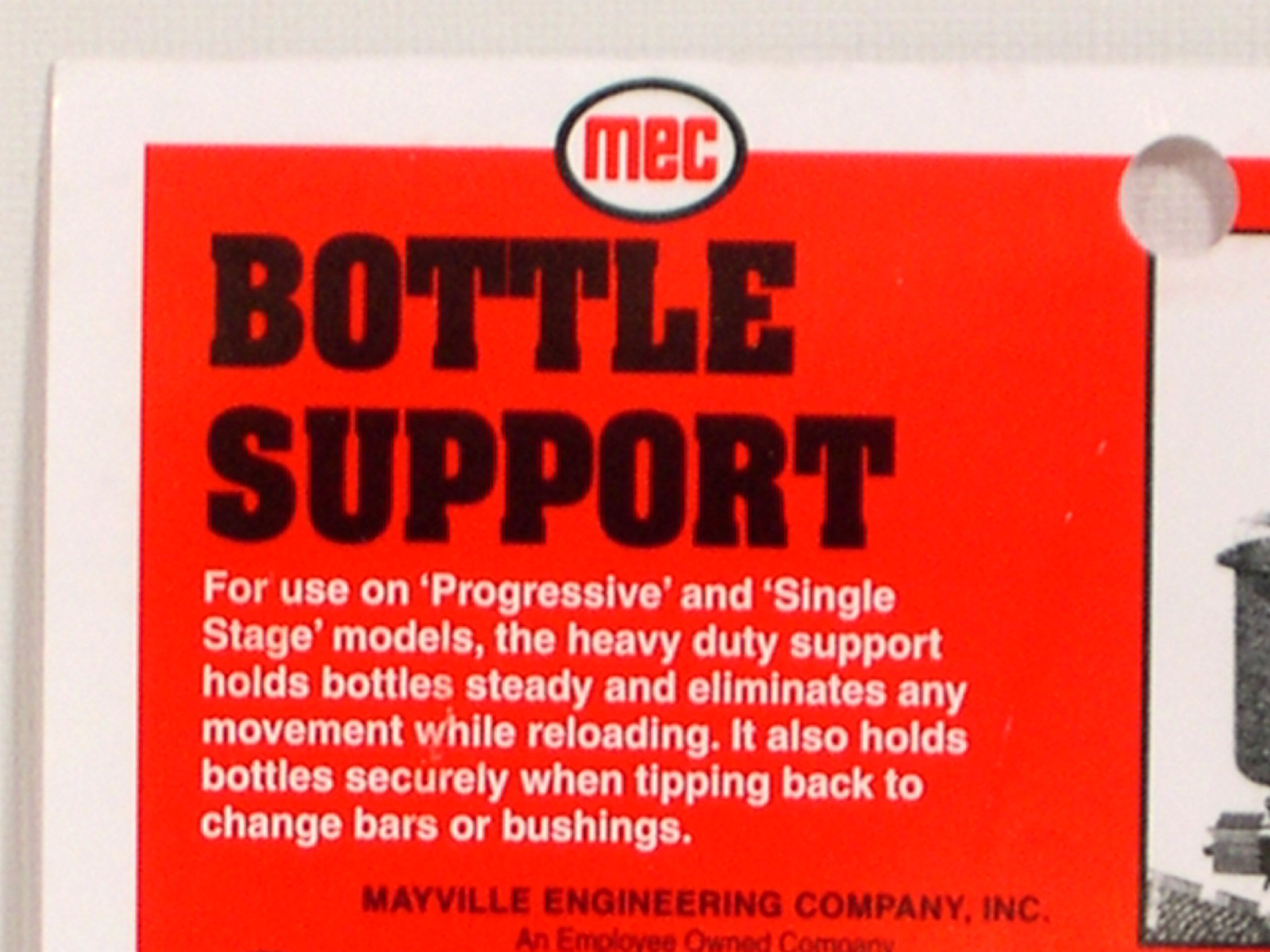 NEW MEC RELOADER BOTTLE SUPPORT ( for single stage mecs, 600Jr,sizemaster,)