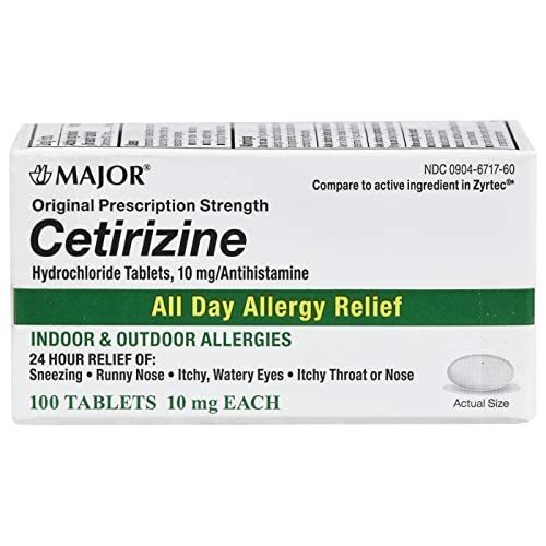 Major 904671760 Cetirizine HCL 10MG Tabs (Box of 100)