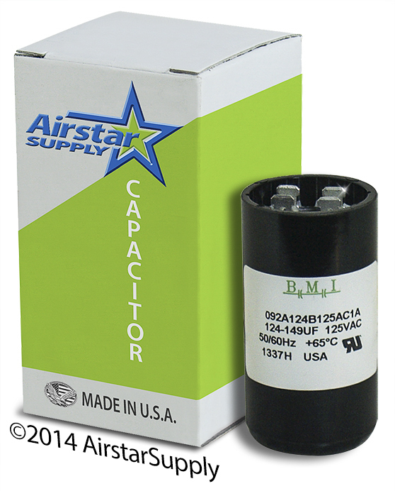 124-149 uF x 110/125 VAC  BMI Motor Start Capacitor # 092A124B125AC1A  USA