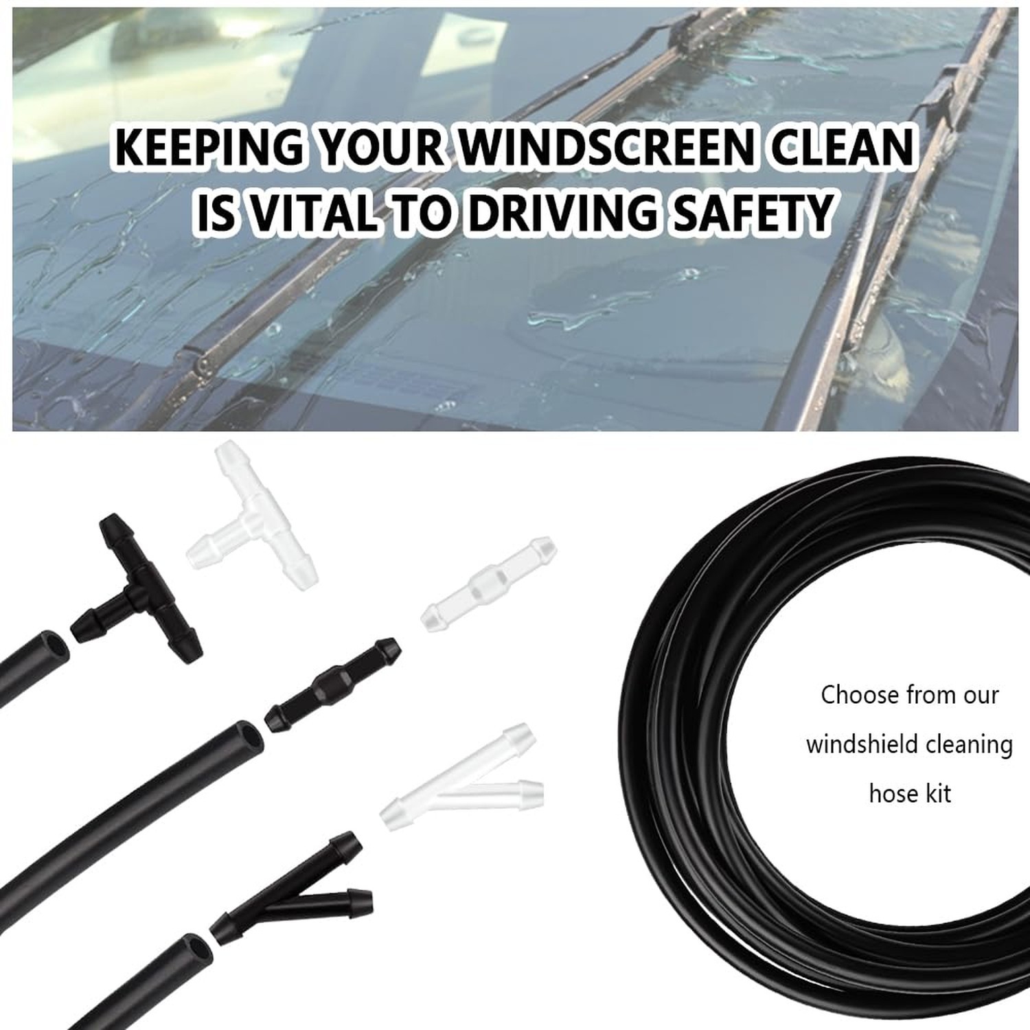 Windshield Washer Hose Kit Includes 13.12Ft Windshield Wiper Hose+12 Connecto...