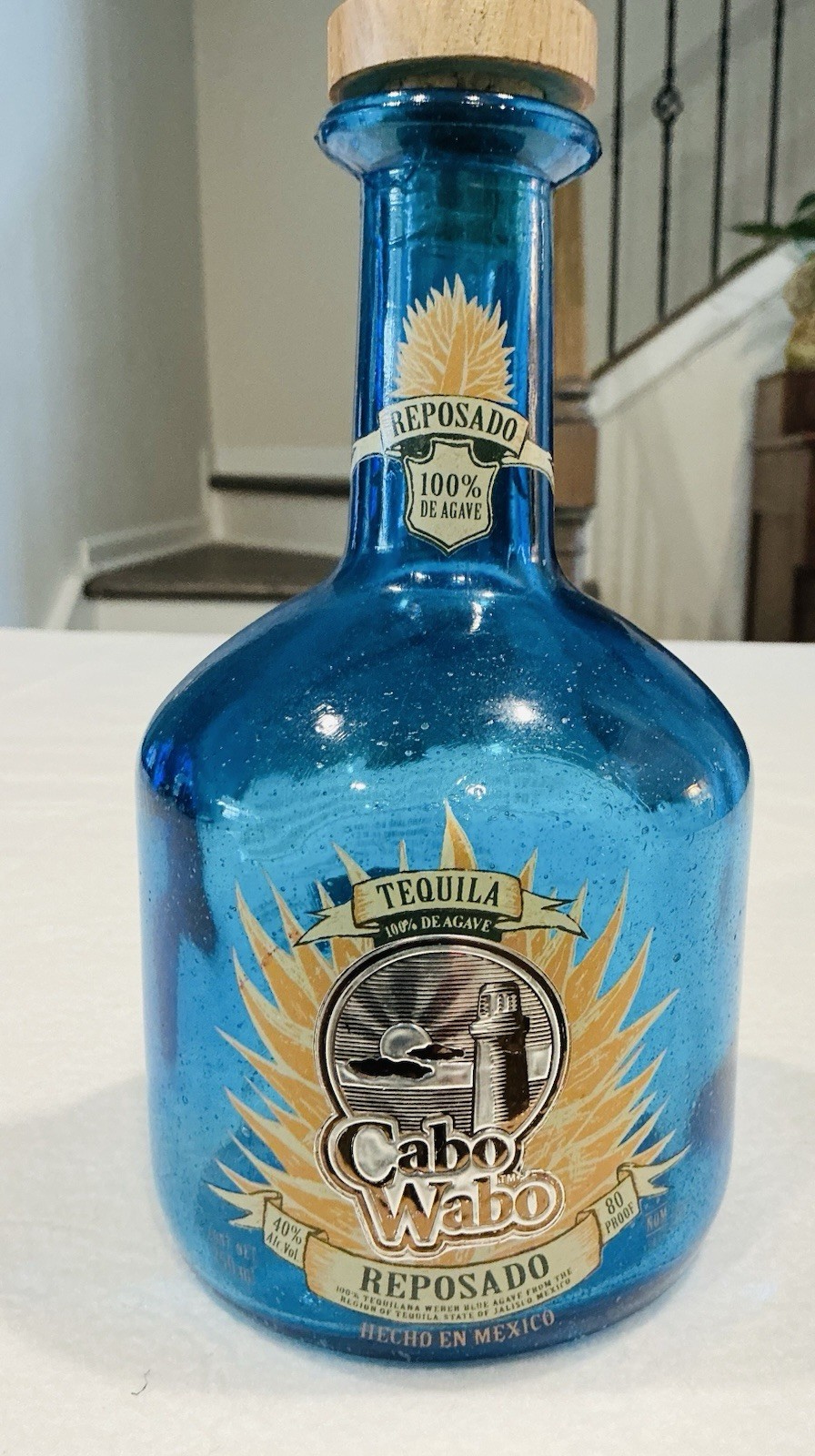 Vintage Cabo Wabo Reposado Tequila Empty Bottle With Original Cork Stopper