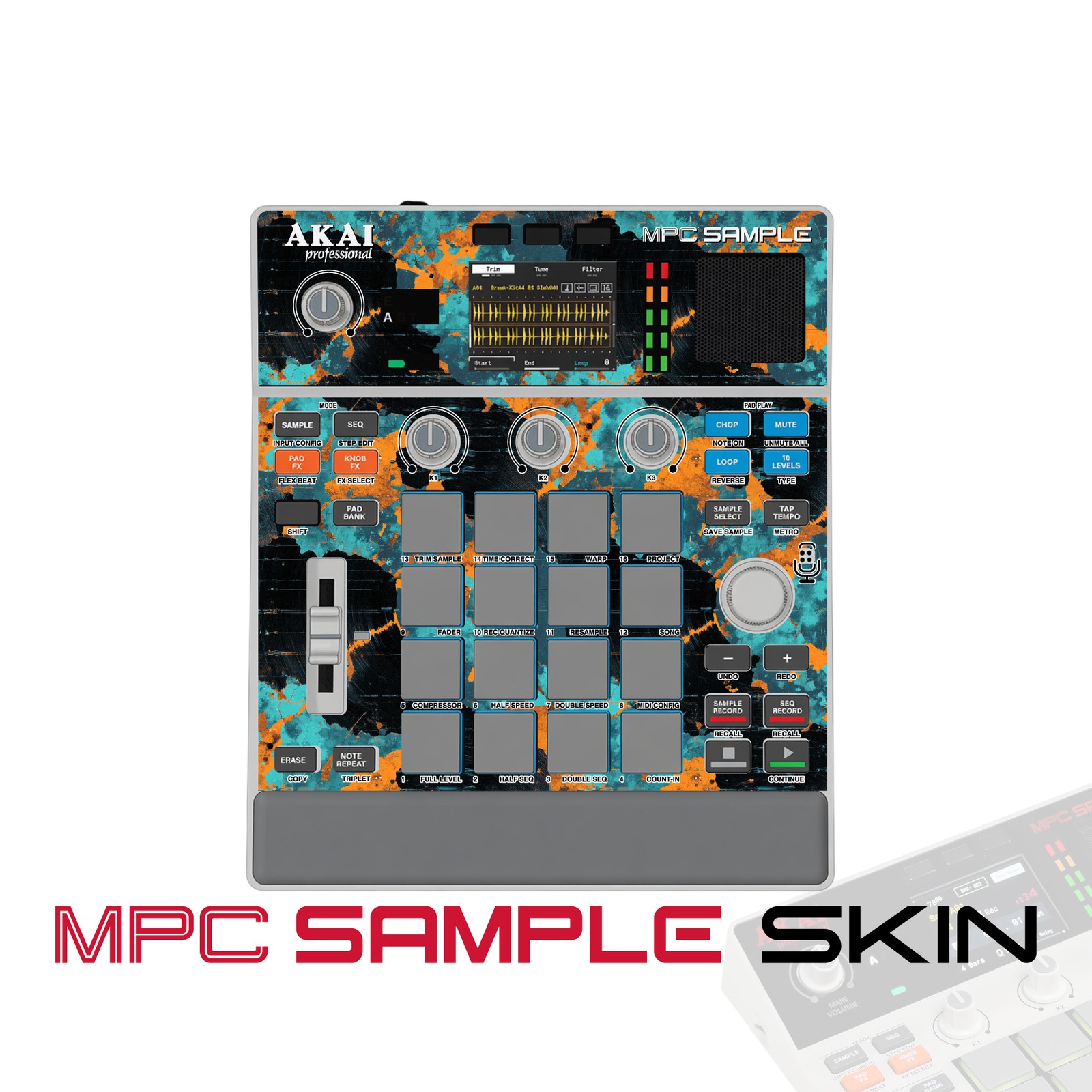 Akai MPC Sample Skin / Rusted Aqua Texture
