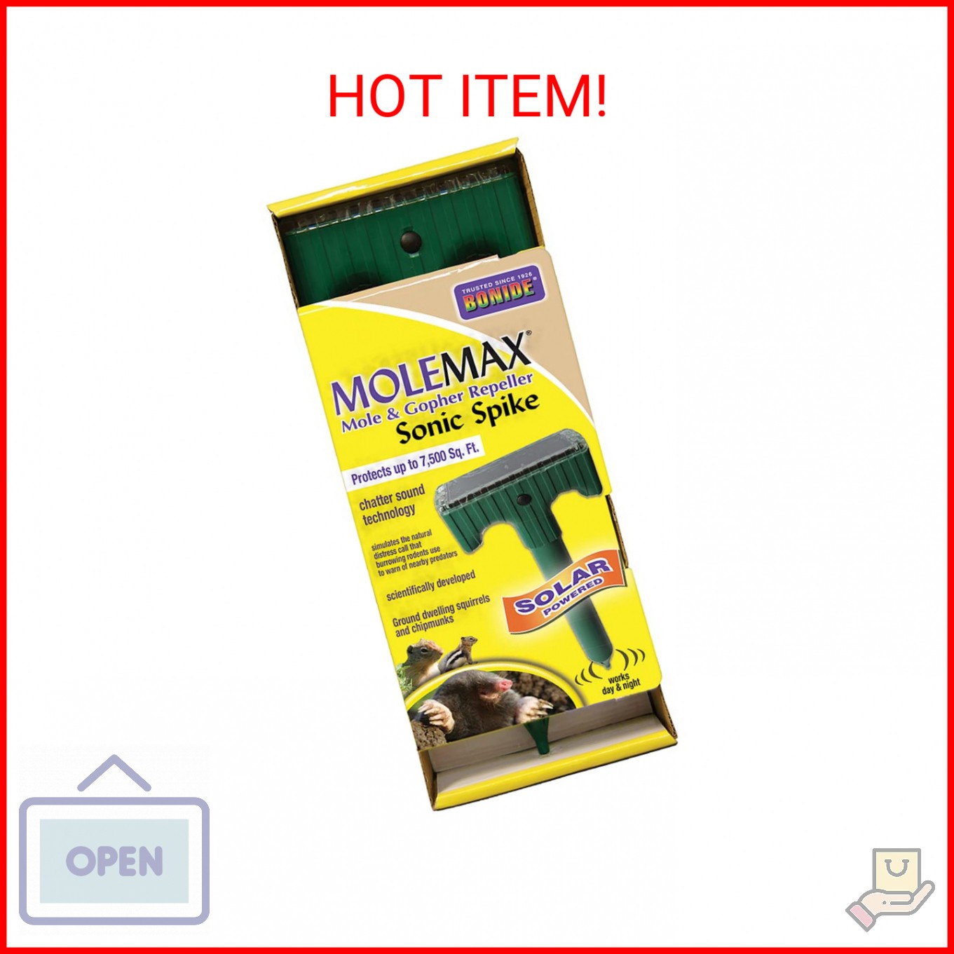 Bonide (BND61121) - Molemax Sonic Spike Repeller, Solar Powered Mole and Gopher