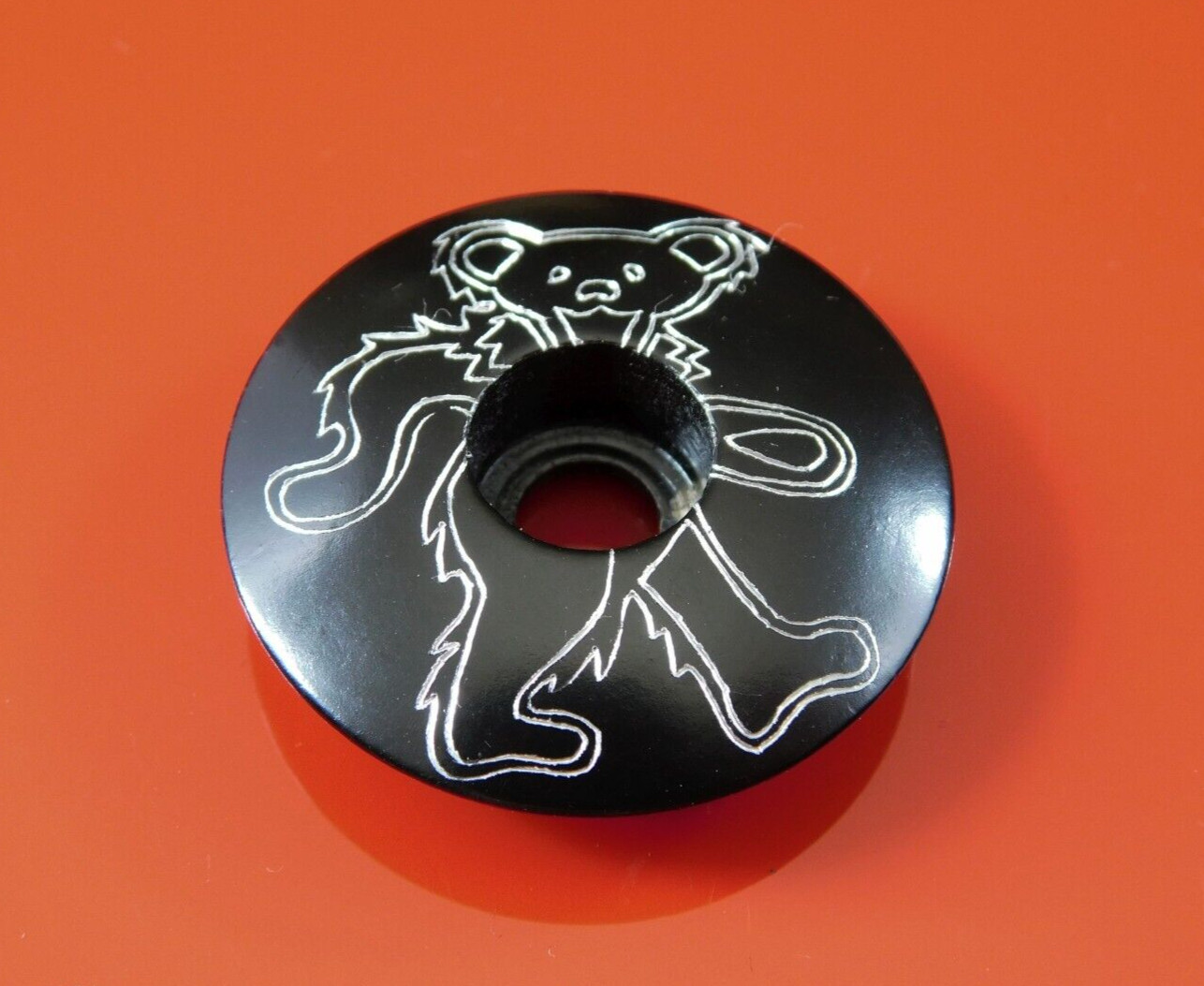 NEW Custom Engraved Dancing Bear Grateful Dead Headset Stem Top Cap in Black