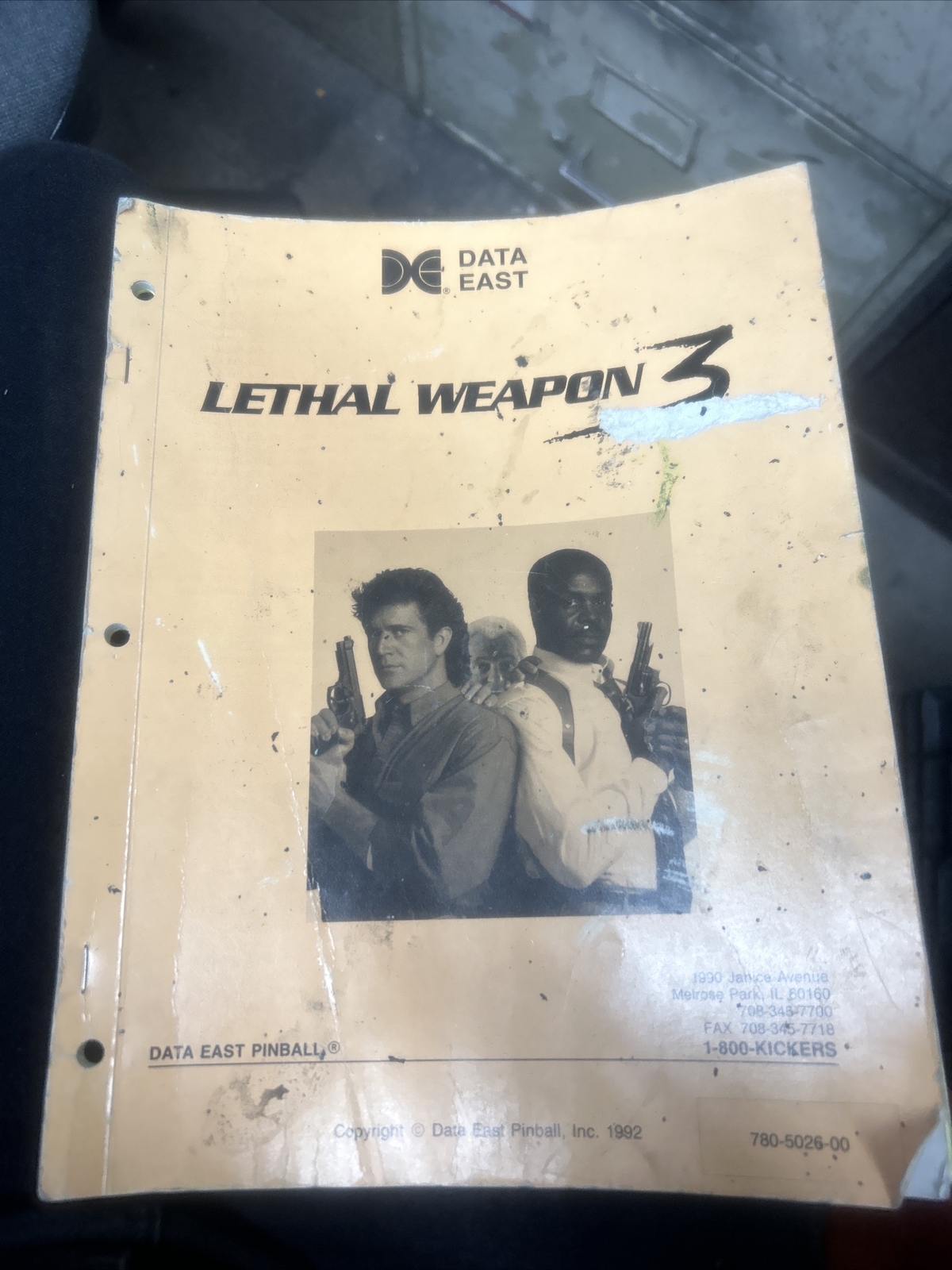 Data East LETHAL WEAPON 3 Pinball Machine Manual - good used original