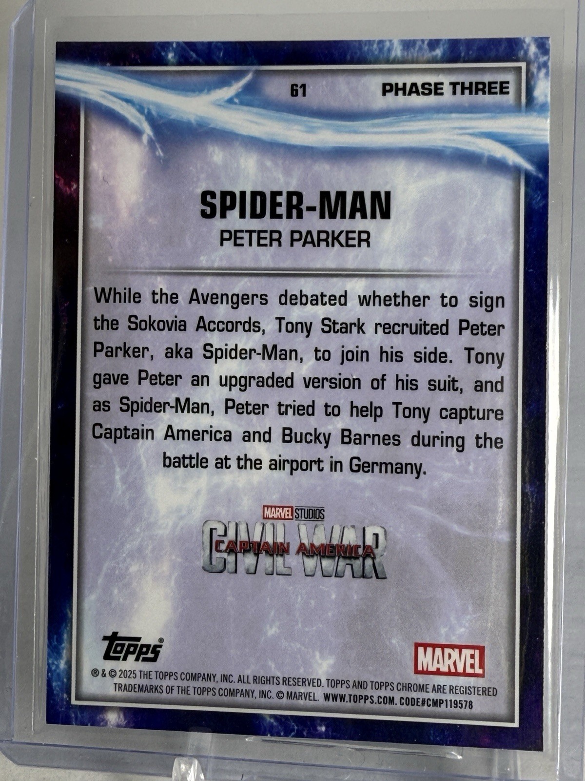 2025 Topps Chrome Marvel Studios SPIDER-MAN Base Card No. 61 Phase Three
