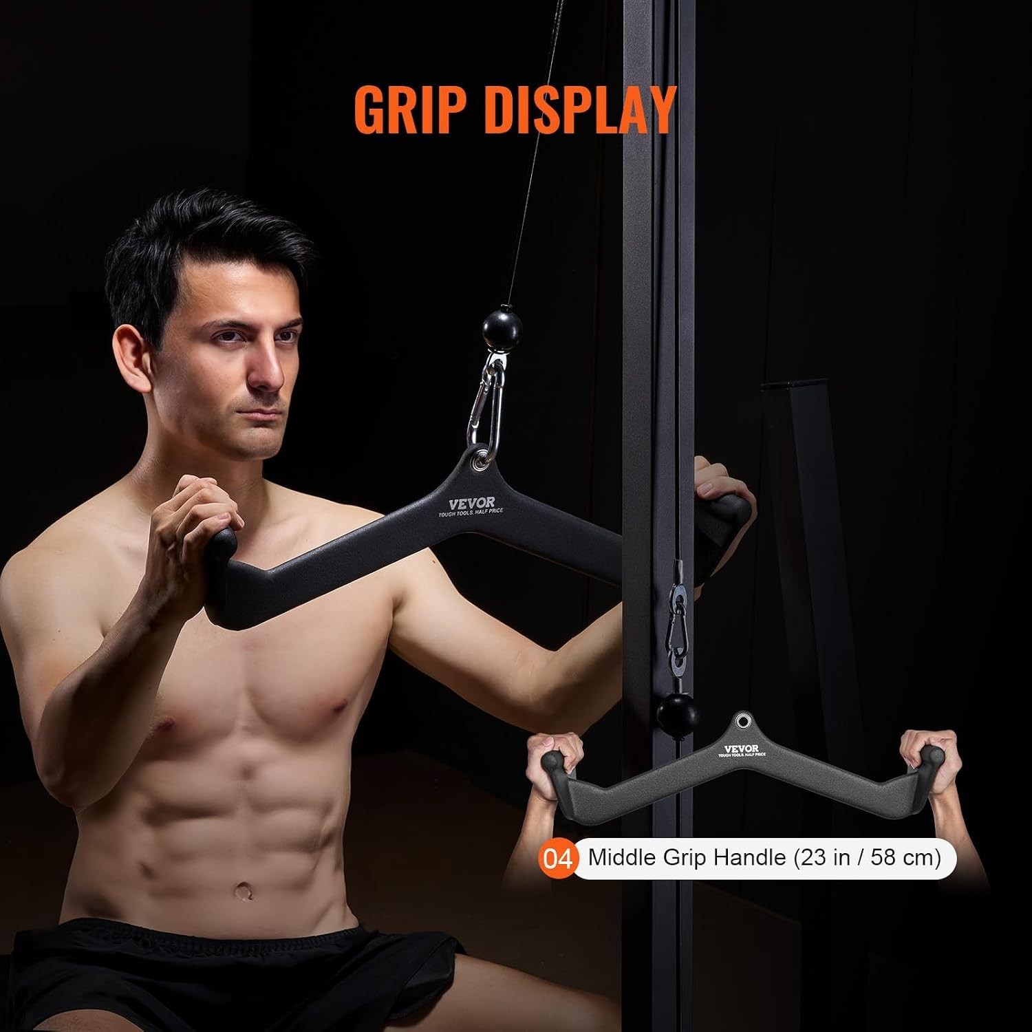 Solid Steel Cable Machine T-Bar & V-Bar Tricep Pull Down Bar for Home Gym