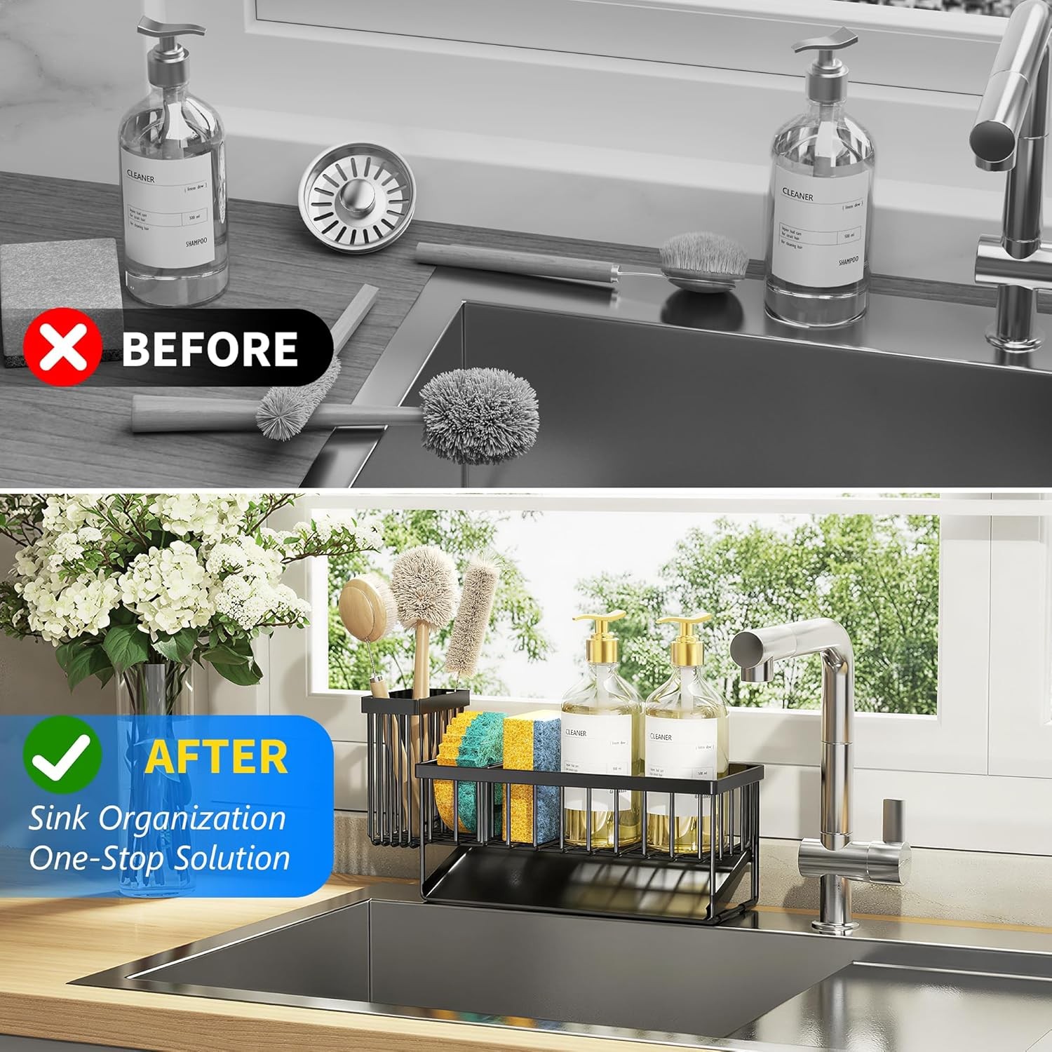 Self-draining Sink Storage Rack, Practical Kitchen Accessories Holder