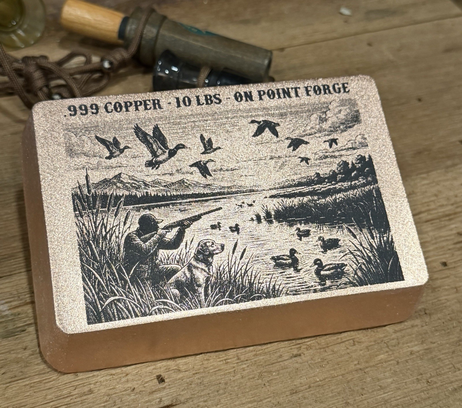 10 Lb .999 Solid Copper Bar | Duck Hunting Special Edition Engraved Copper Bar