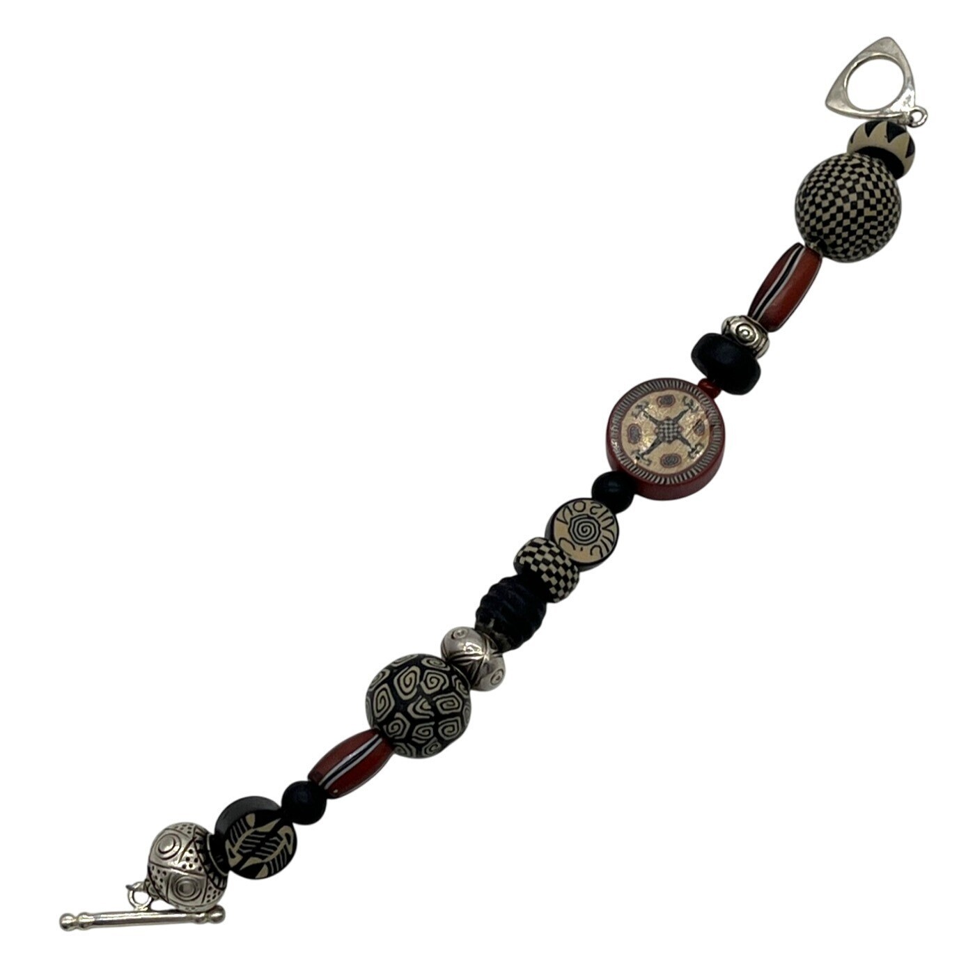 Handmade Tribal Inspired Beaded Bracelet With Toggle Clasp