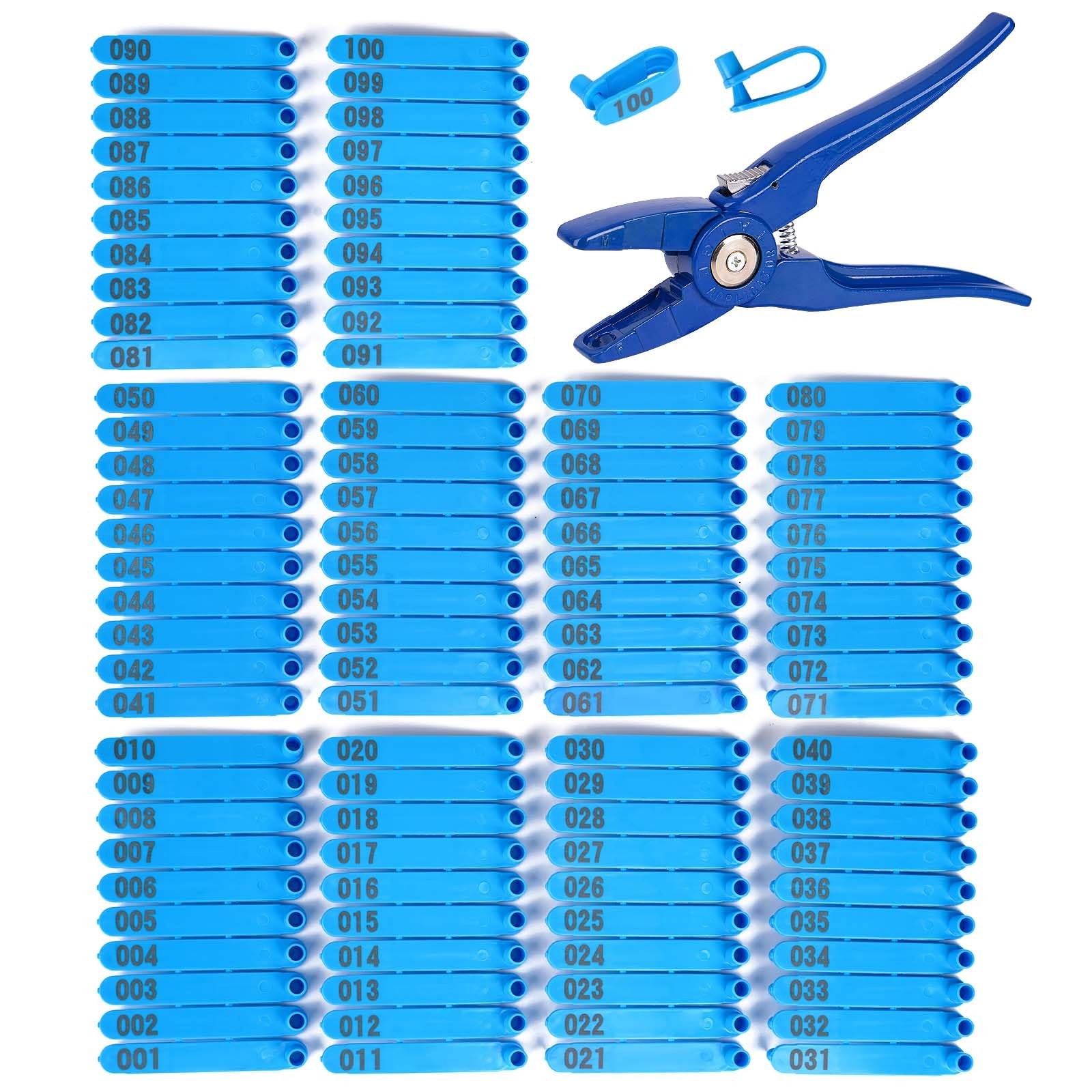 Small Livestock Ear Tags Numbered Sheep Ear Tags 001-100 with Livestock Ear T...