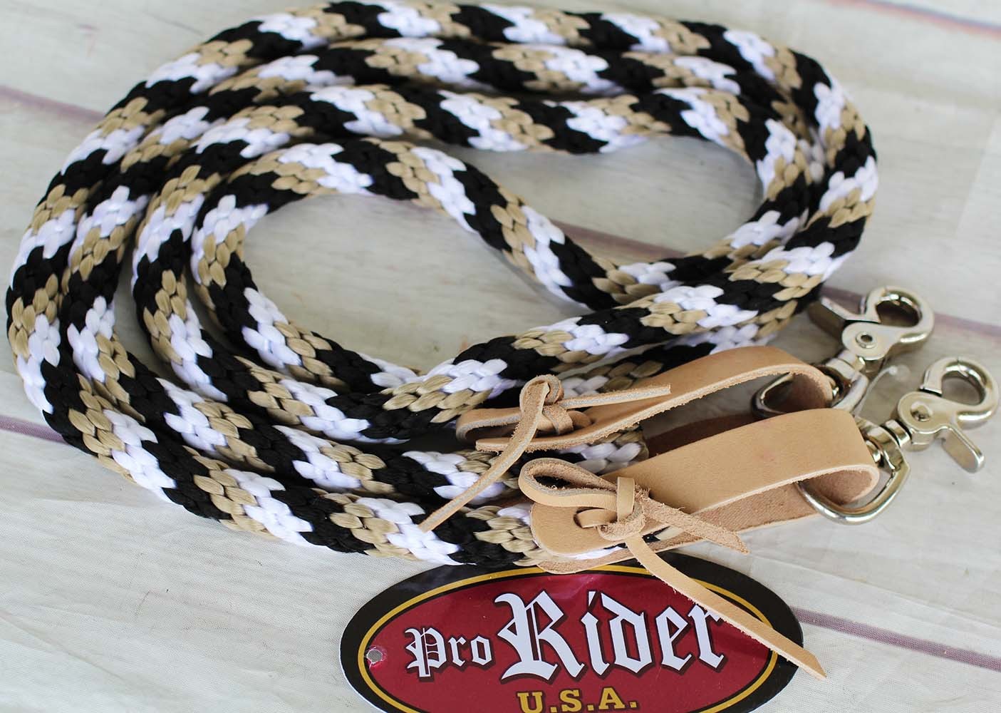 Pro Rider Hand Braided 8 Ft. Multicolored Nylon Horse Barrel Reins w/ Snaps