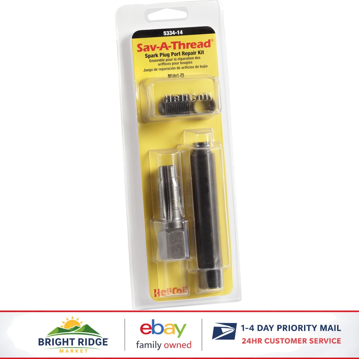 Thread Repair Kit for 14mm Spark Plug Holes with Insertion Tool & Inserts
