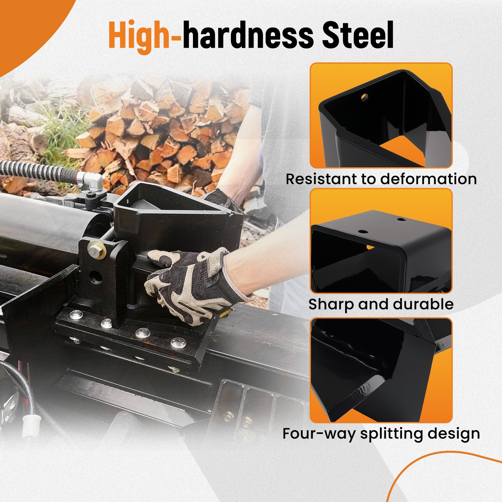 4 Way Wedge for Swisher Log Splitter 22 28 34 Ton Steel Powder Coated