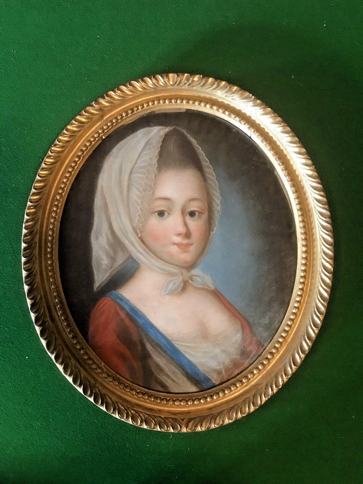 Folk Art: Portrait: on paper, original gilt frame; country house, naive, c.1820