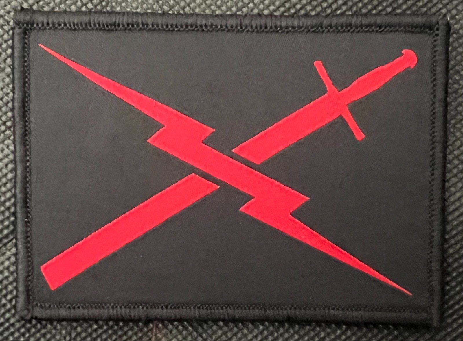 Phantom Defense "Sword & Lightning Bolt/Hunter" Patch Black & Red Variant