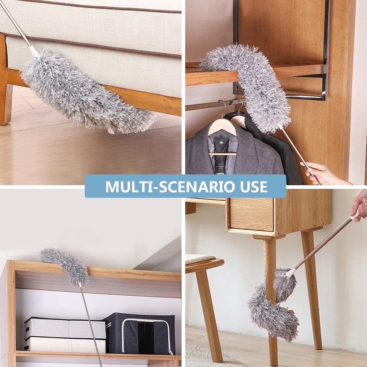 Extendable 30-100'' Microfiber Duster with Bendable Head for Effortless Cleaning